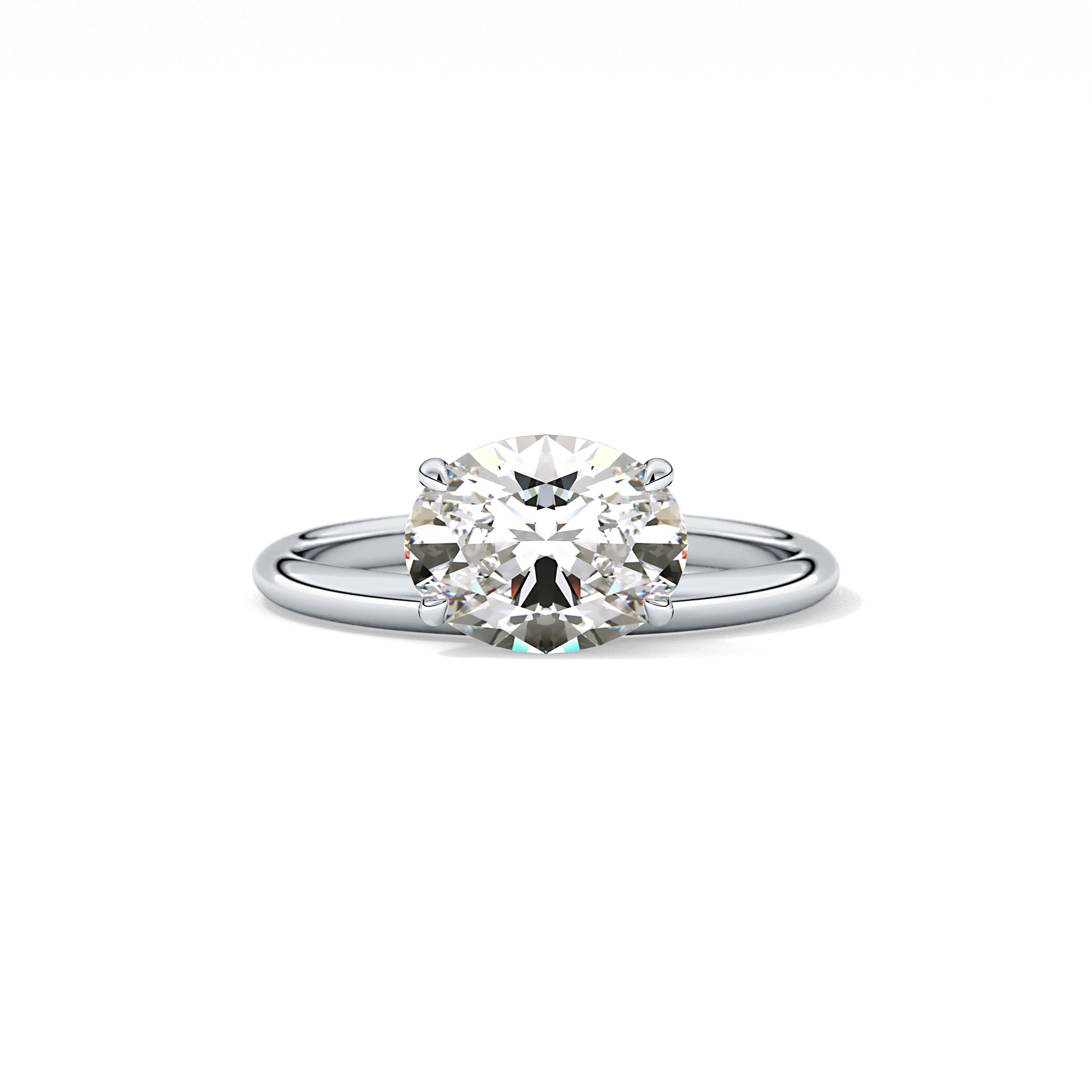 East West Oval Solitaire Lab Grown Diamond Engagement Ring