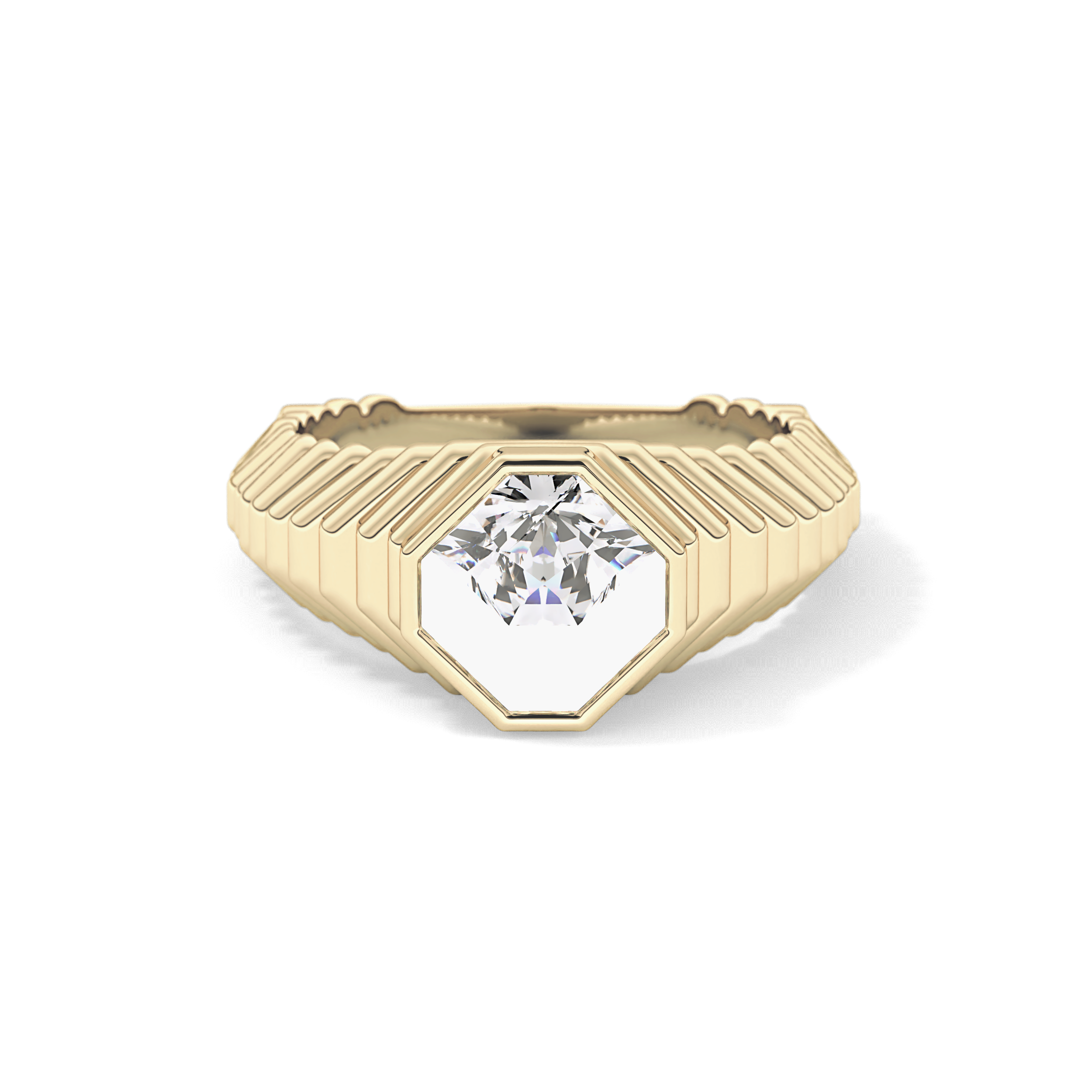 Asscher Bezel Lab Grown Diamond Engagement Ring