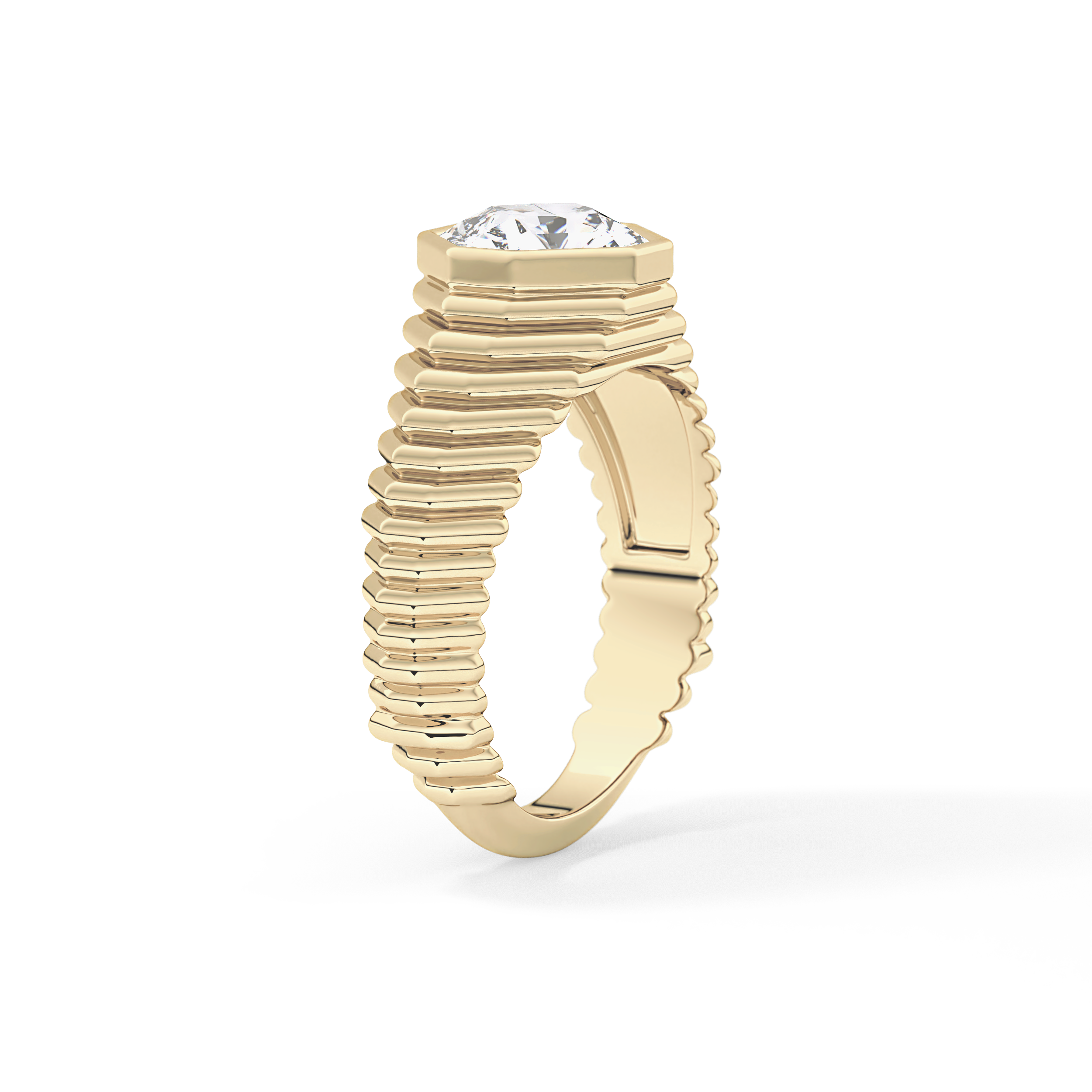 Asscher Bezel Lab Grown Diamond Engagement Ring