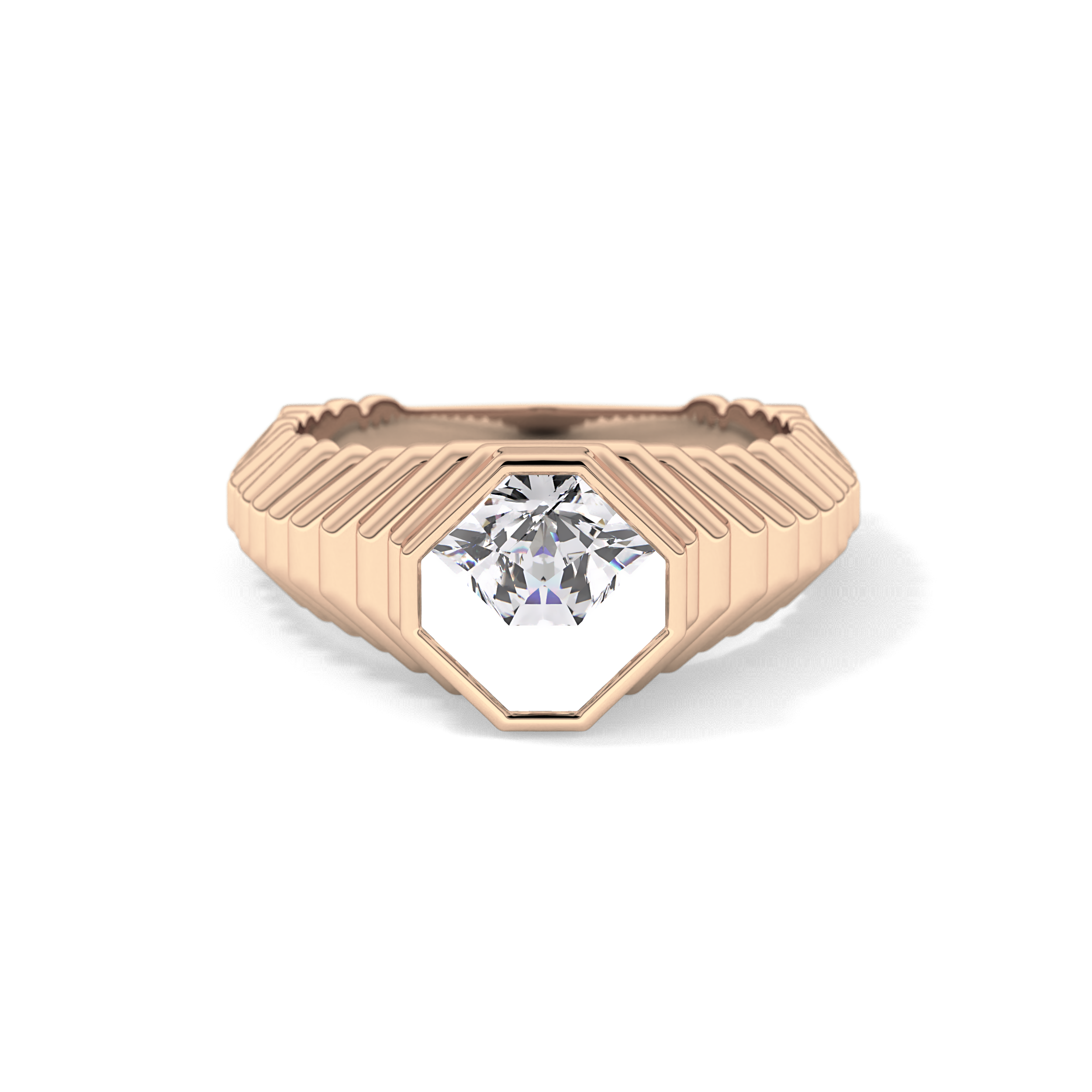 Asscher Bezel Lab Grown Diamond Engagement Ring