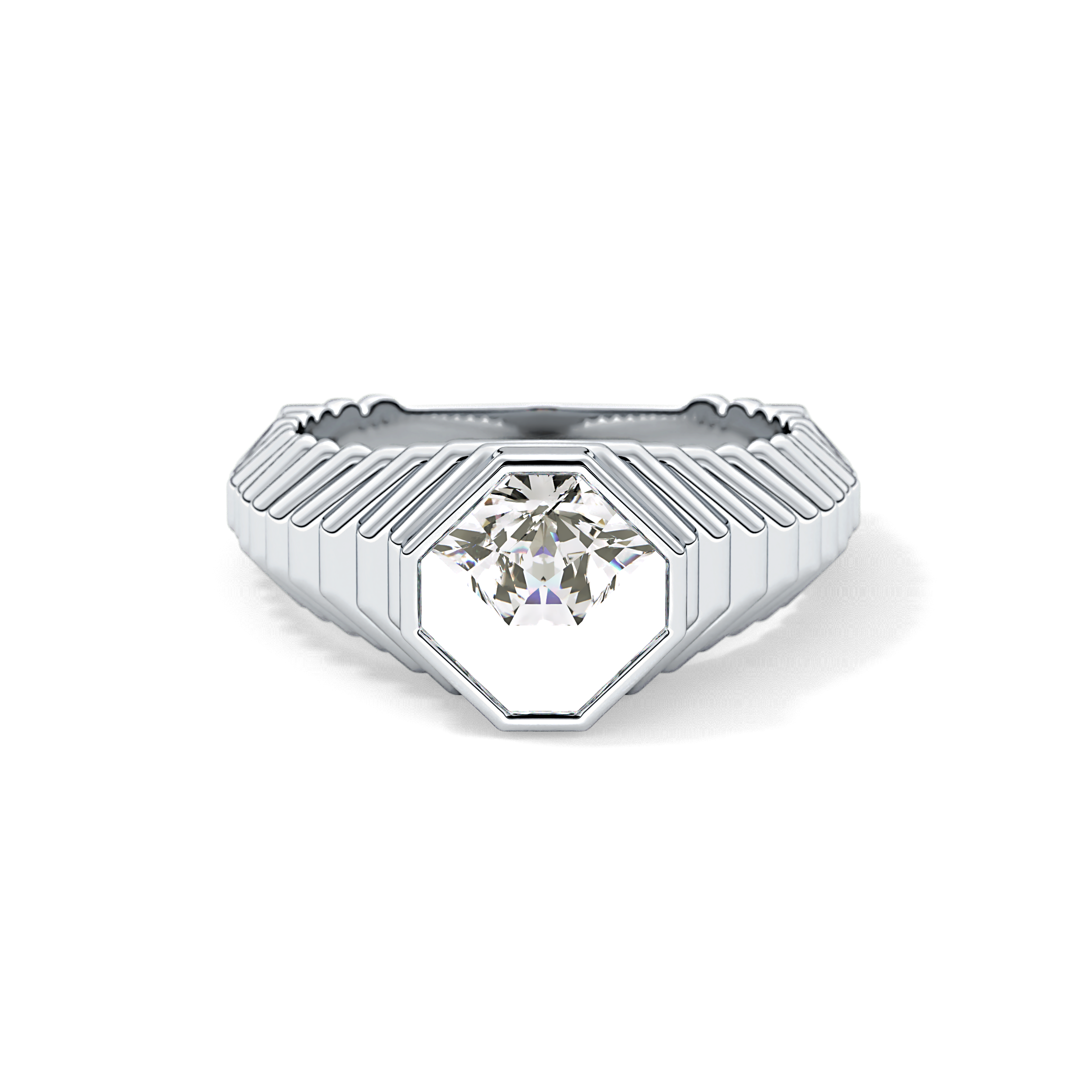 Asscher Bezel Lab Grown Diamond Engagement Ring