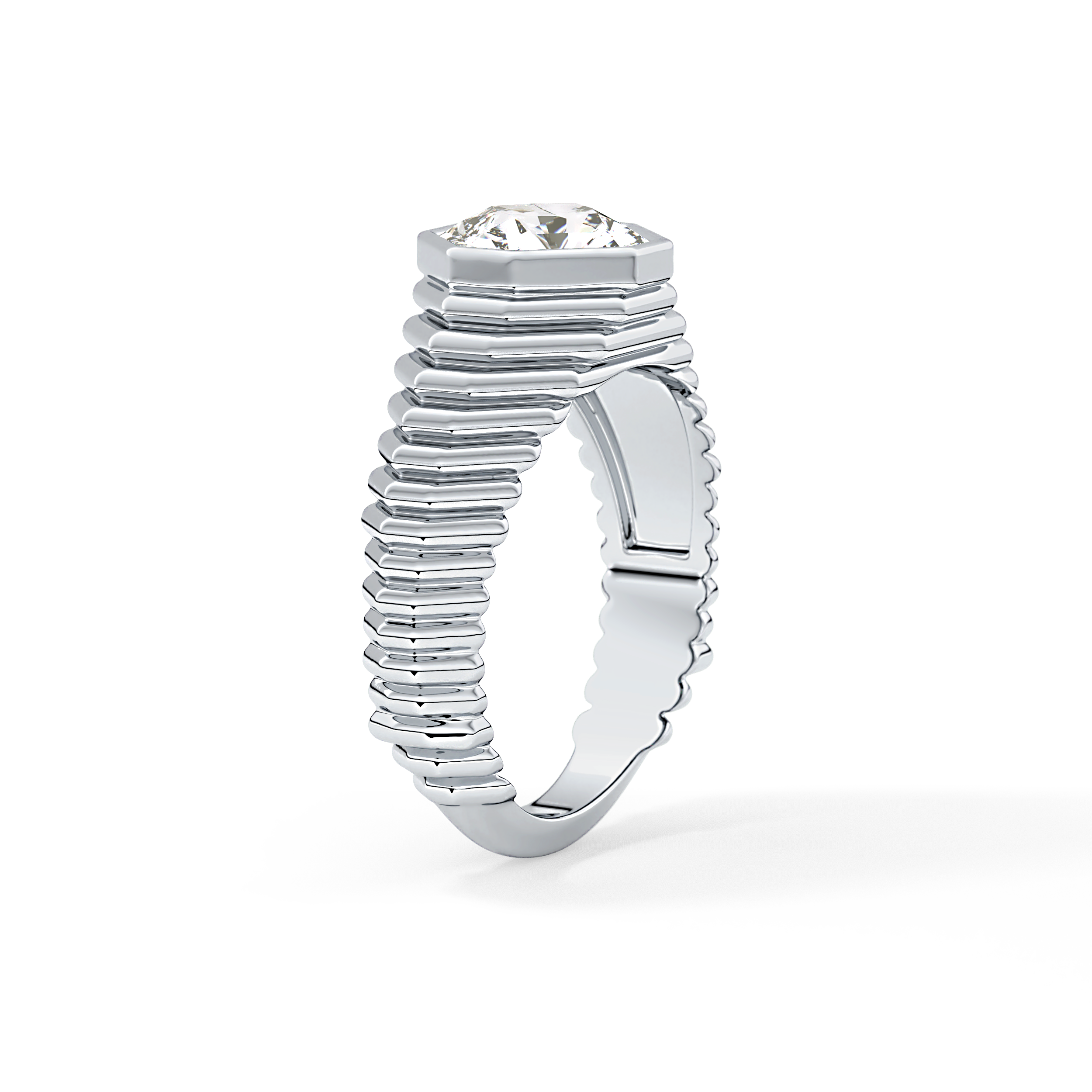 Asscher Bezel Lab Grown Diamond Engagement Ring