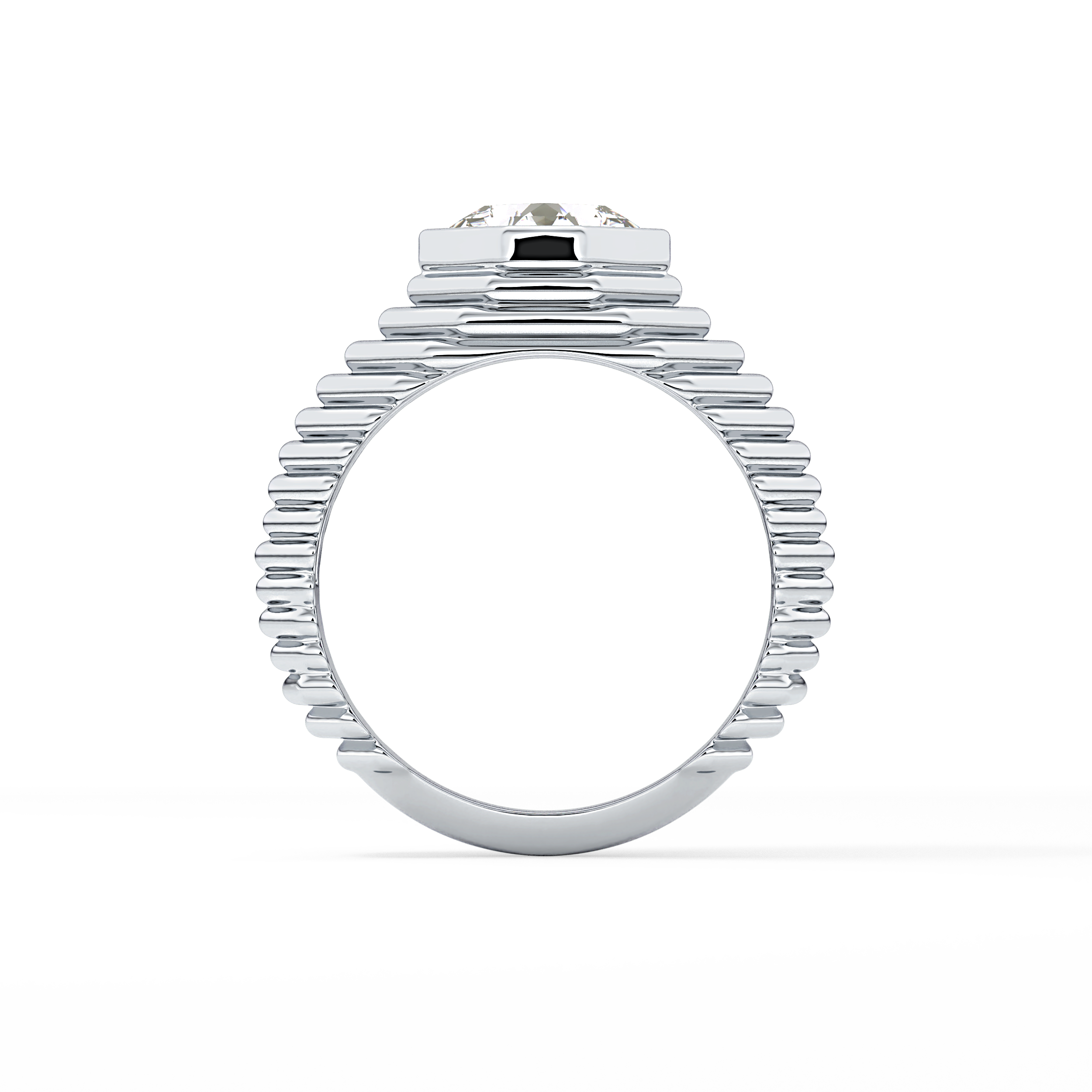 Asscher Bezel Lab Grown Diamond Engagement Ring