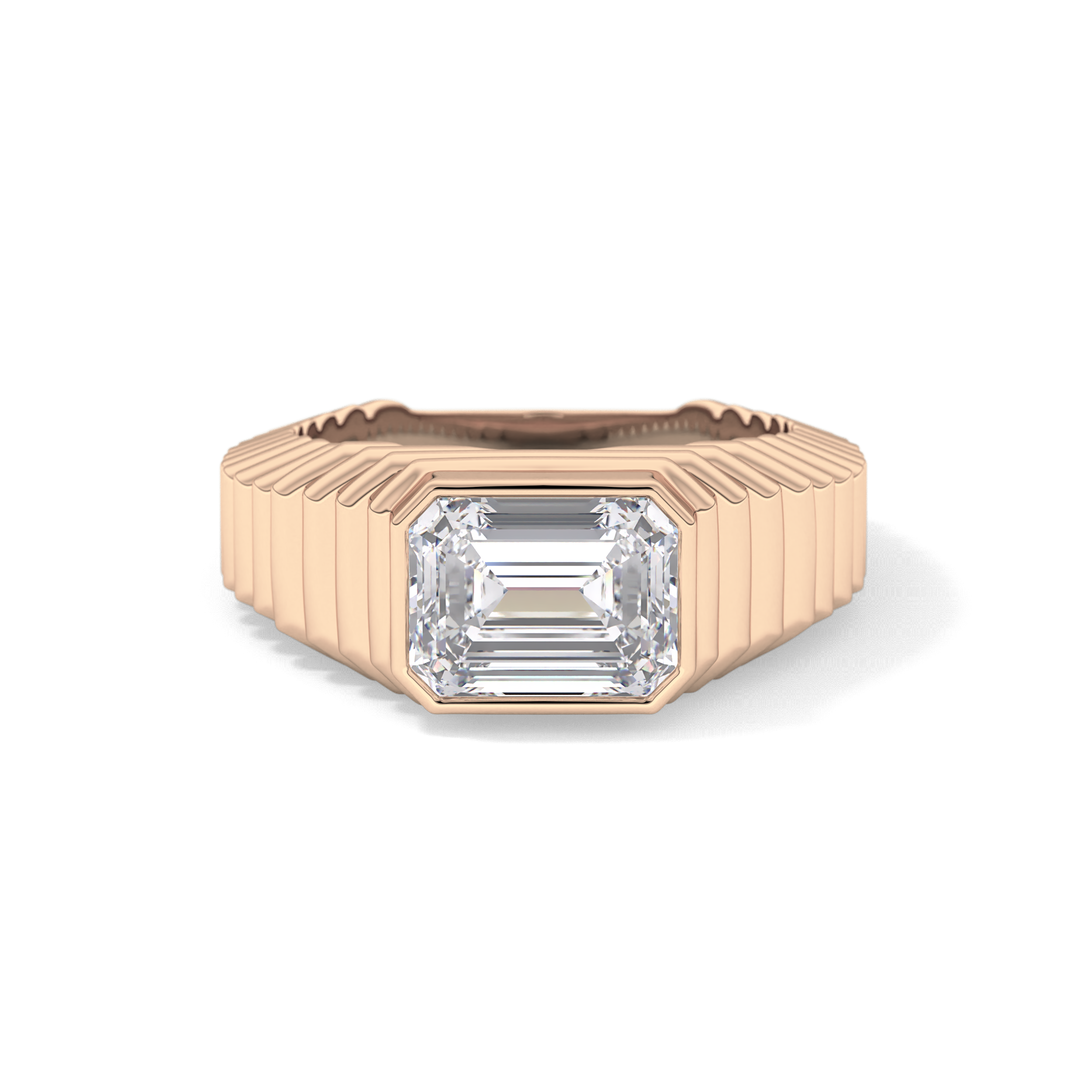 Emerald Bezel Lab Grown Diamond Engagement Ring
