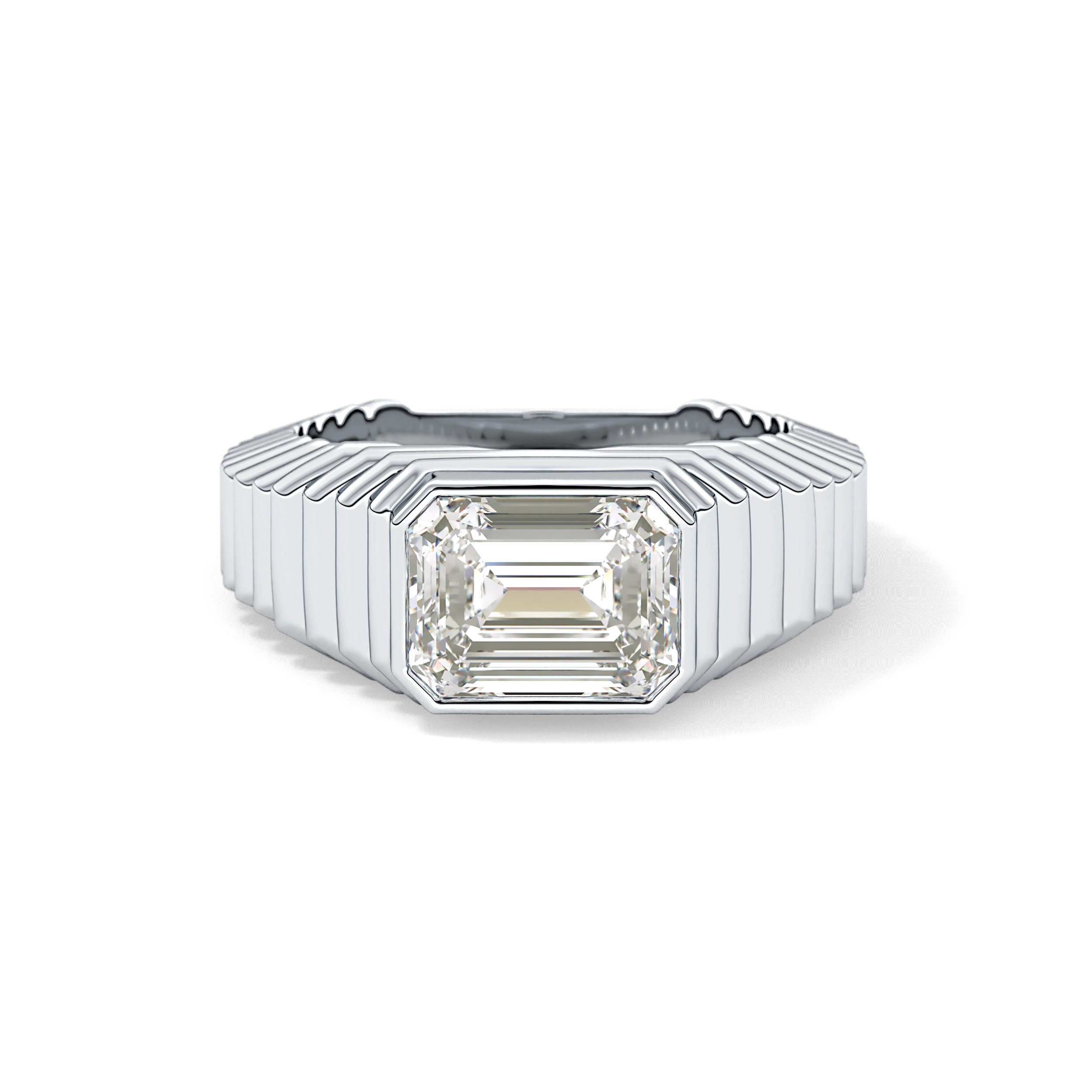 Emerald Bezel Lab Grown Diamond Engagement Ring