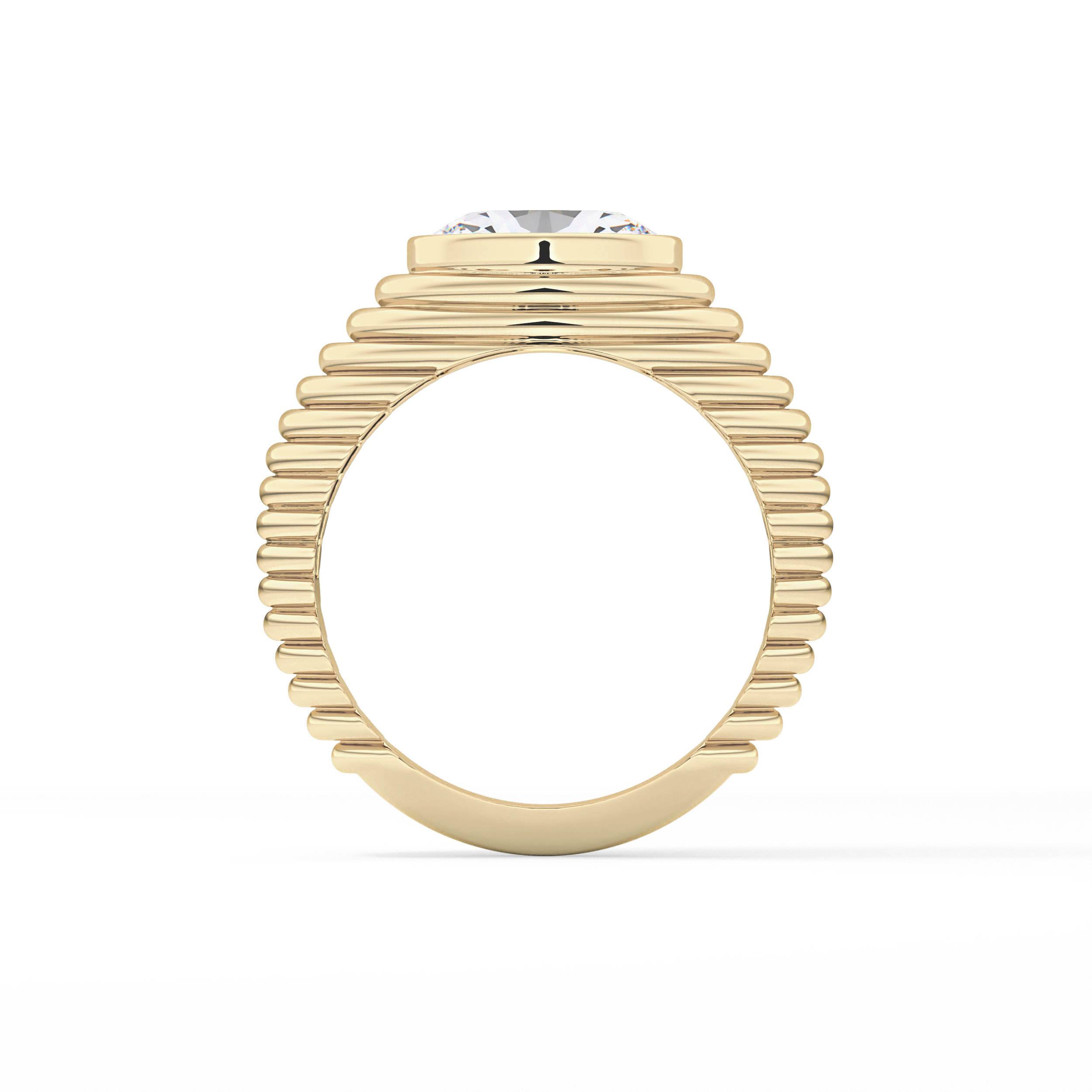 Oval Bezel Lab Grown Diamond Engagement Ring