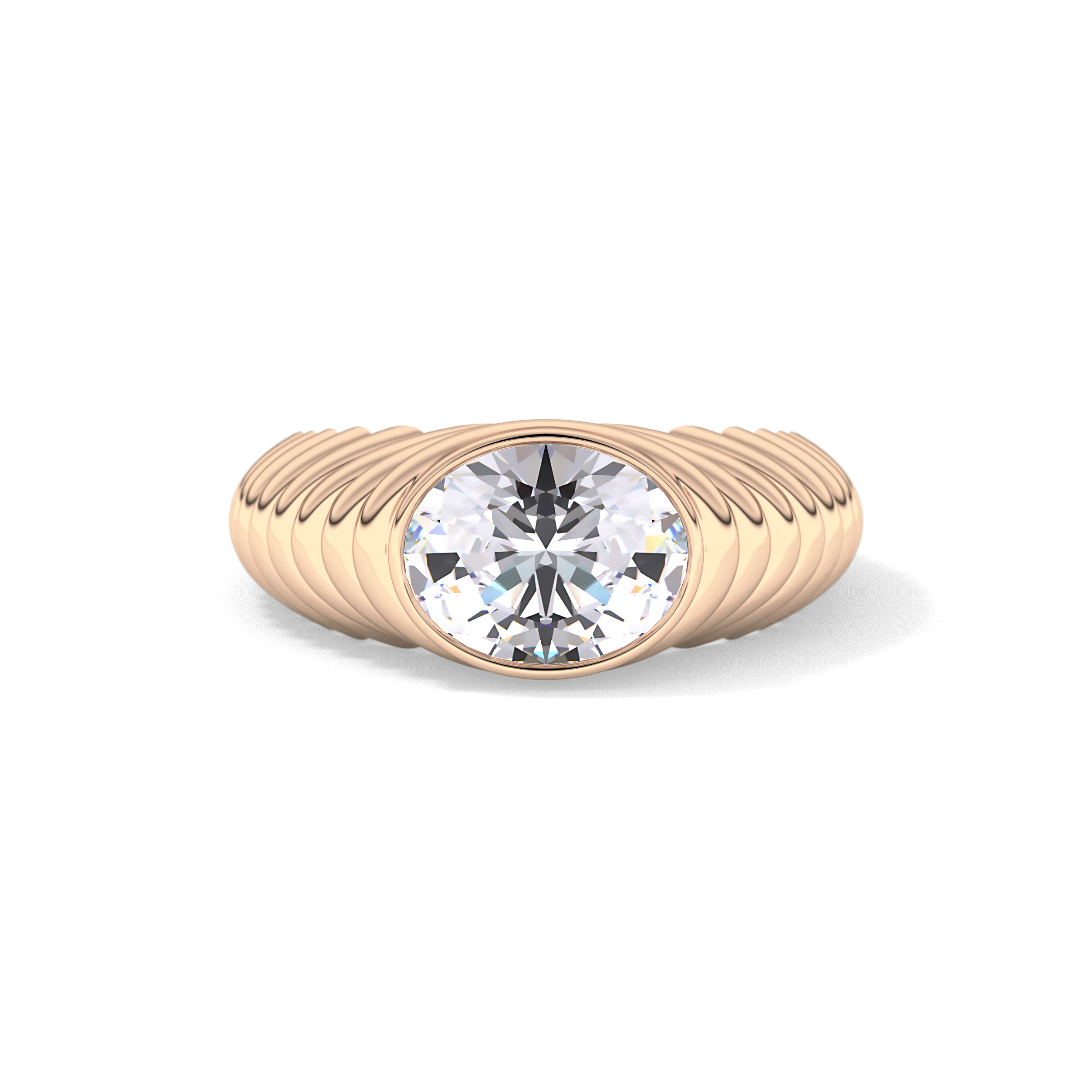 Oval Bezel Lab Grown Diamond Engagement Ring