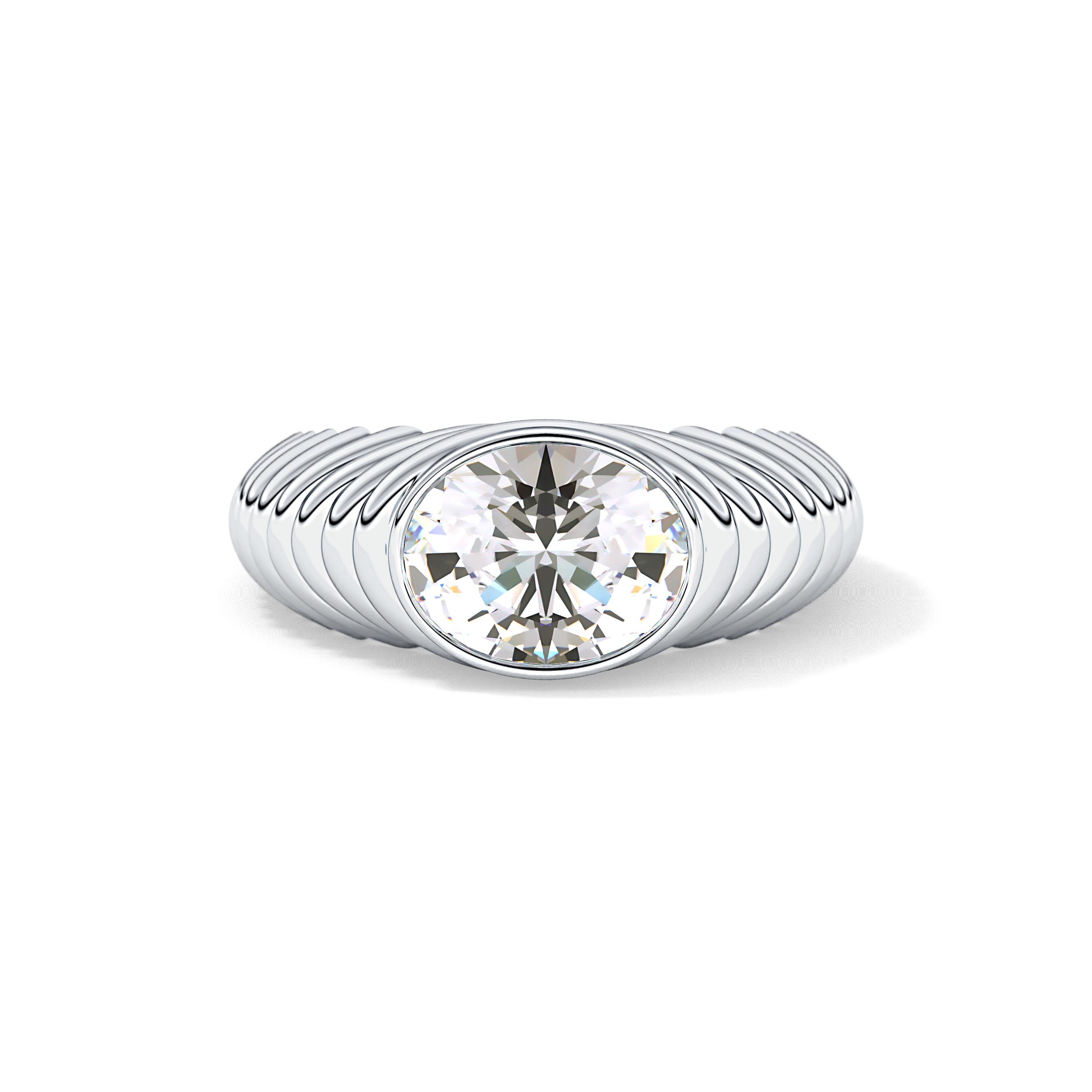 Oval Bezel Lab Grown Diamond Engagement Ring