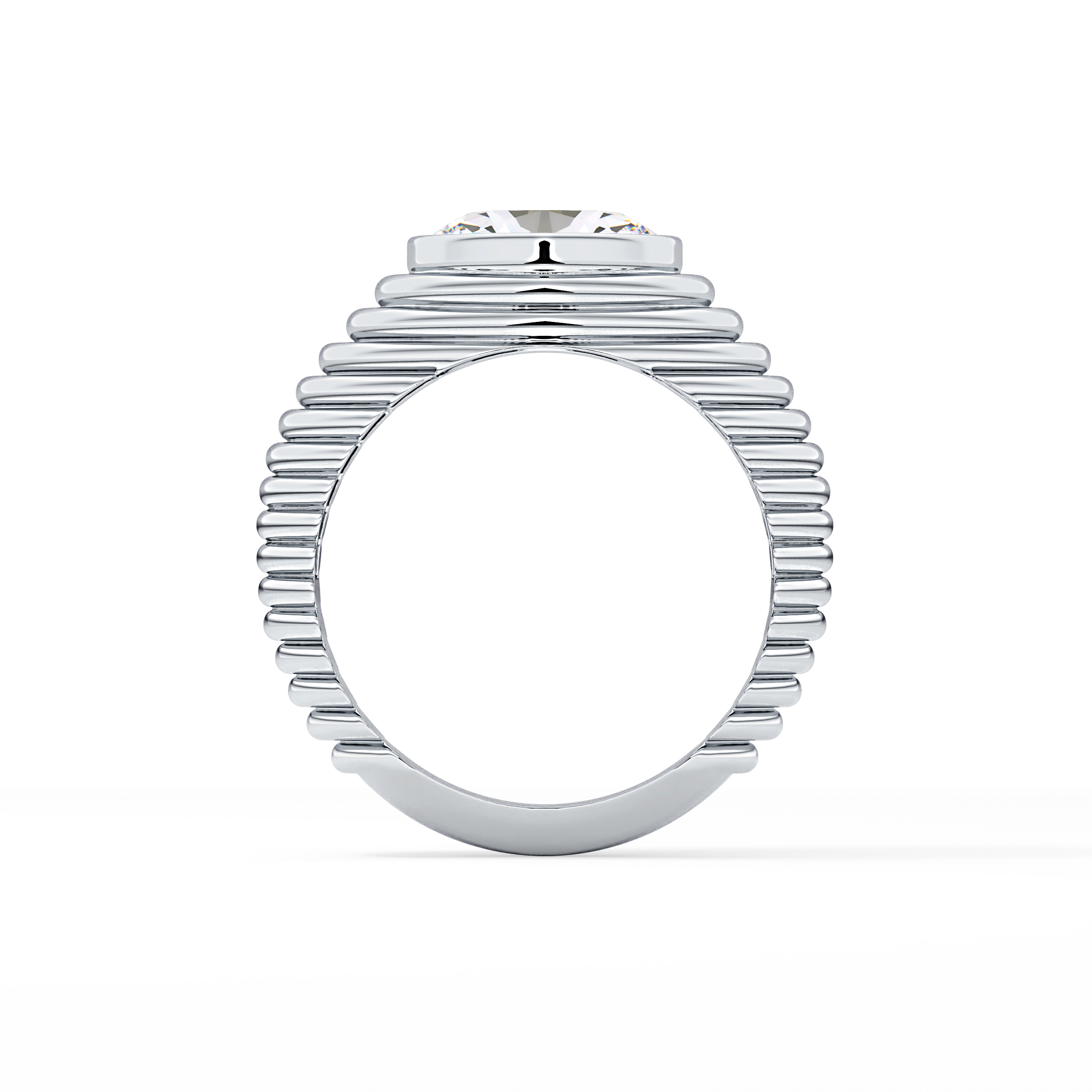 Oval Bezel Lab Grown Diamond Engagement Ring