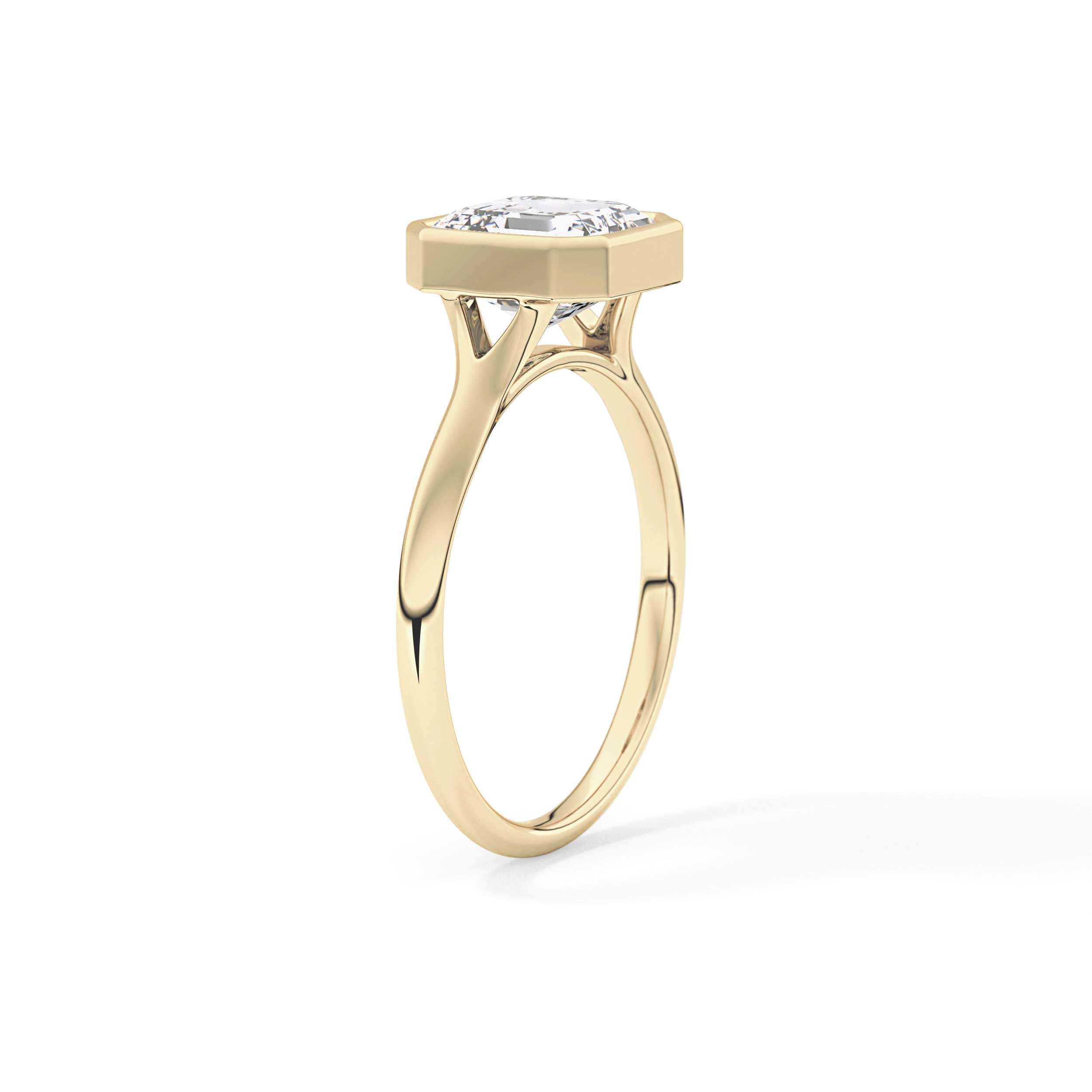 Asscher Bezel Lab Grown Diamond Engagement Ring