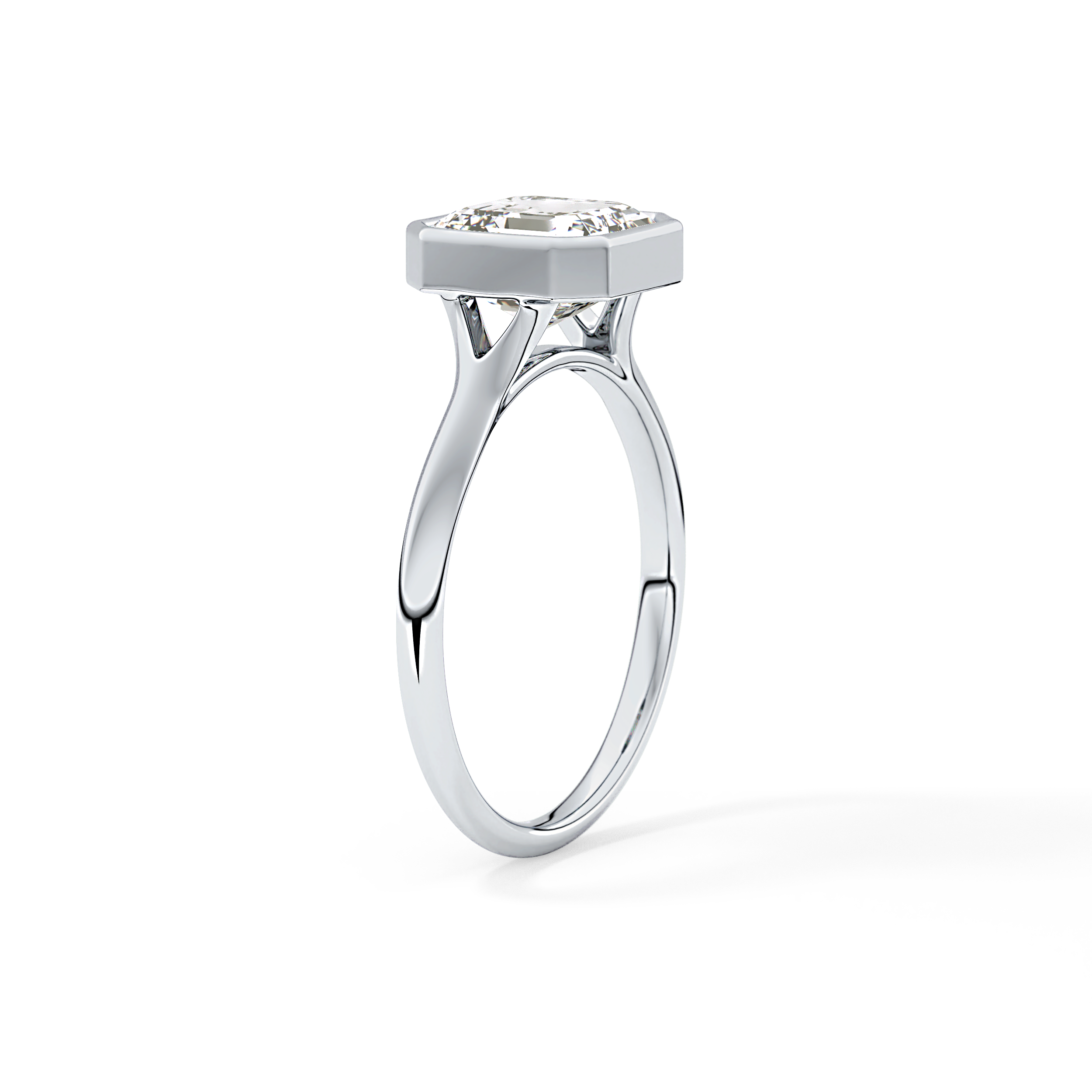 Asscher Bezel Lab Grown Diamond Engagement Ring