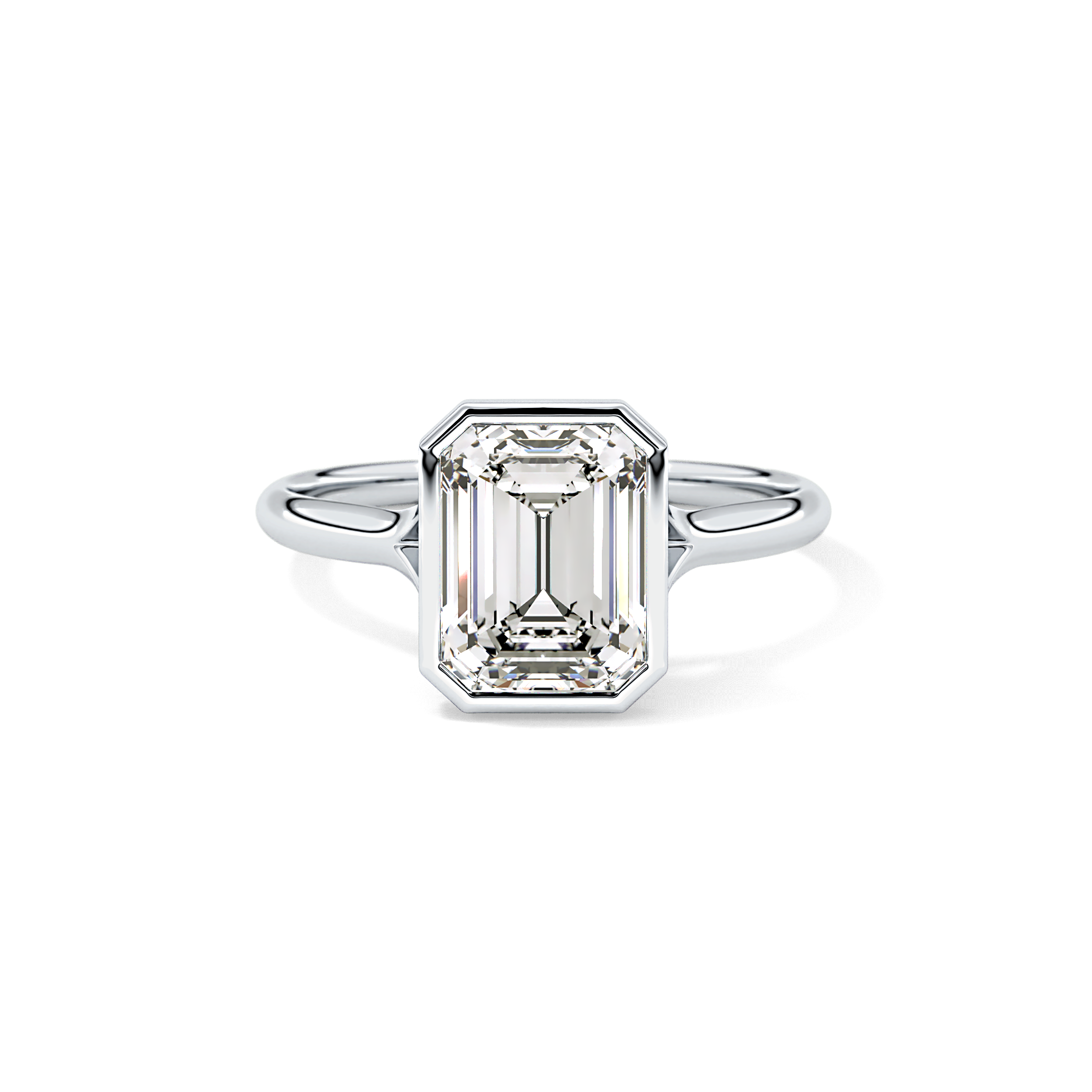 Emerald Bezel Lab Grown Diamond Engagement Ring
