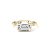 East West Emerald Bezel Lab Grown Diamond Engagement Ring