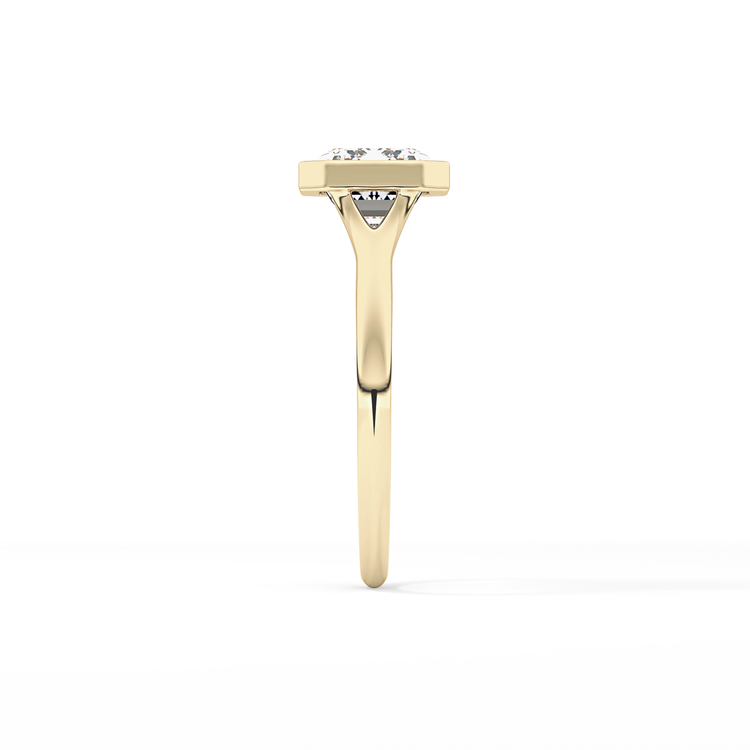 East West Emerald Bezel Lab Grown Diamond Engagement Ring