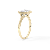 East West Emerald Bezel Lab Grown Diamond Engagement Ring
