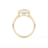 East West Emerald Bezel Lab Grown Diamond Engagement Ring