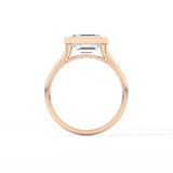 East West Emerald Bezel Lab Grown Diamond Engagement Ring