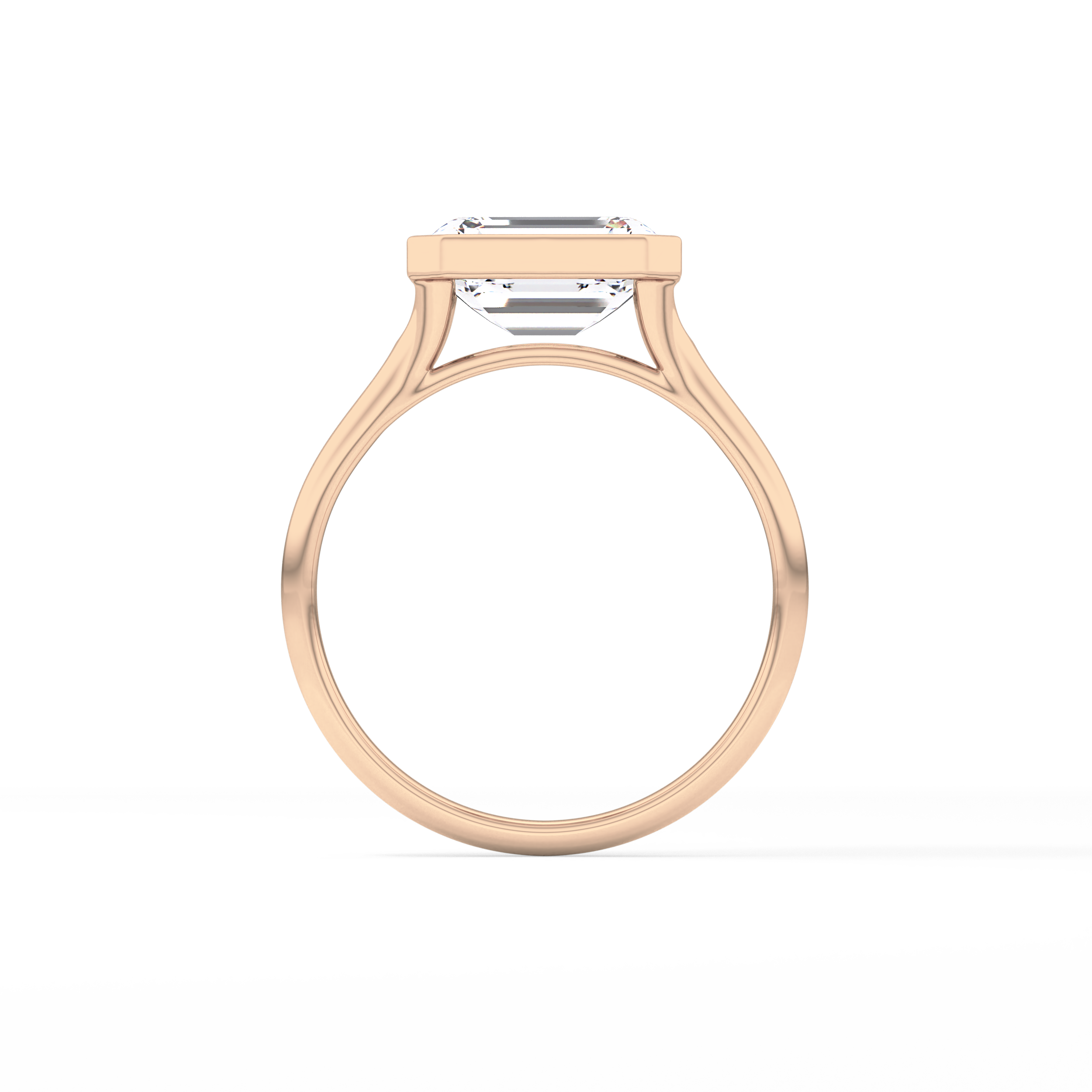 East West Emerald Bezel Lab Grown Diamond Engagement Ring