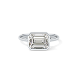 East West Emerald Bezel Lab Grown Diamond Engagement Ring