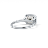 East West Emerald Bezel Lab Grown Diamond Engagement Ring