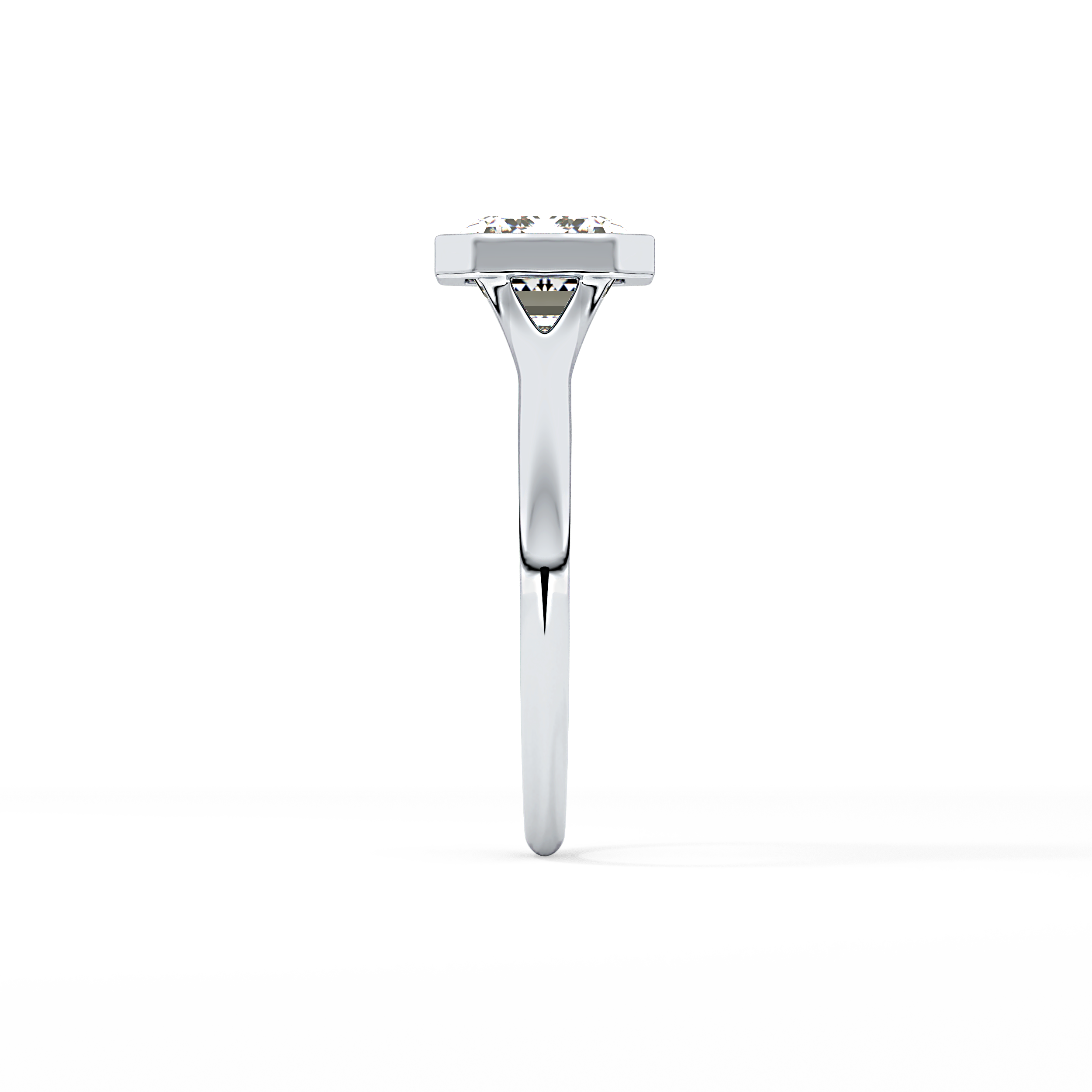 East West Emerald Bezel Lab Grown Diamond Engagement Ring