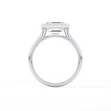 East West Emerald Bezel Lab Grown Diamond Engagement Ring