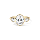 Oval Three Stones Lab Grown Diamond Engagement Ring