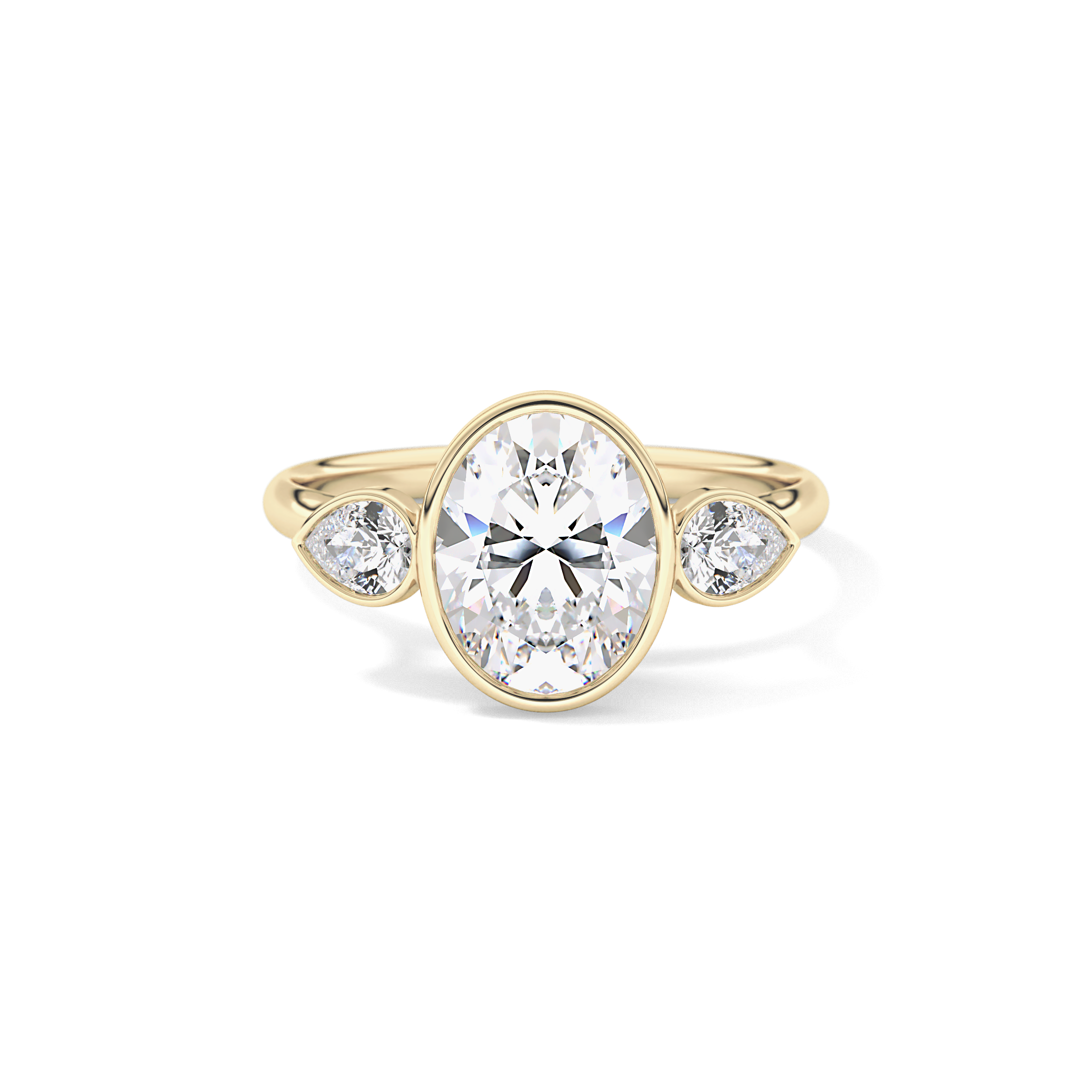 Oval Three Stones Lab Grown Diamond Engagement Ring