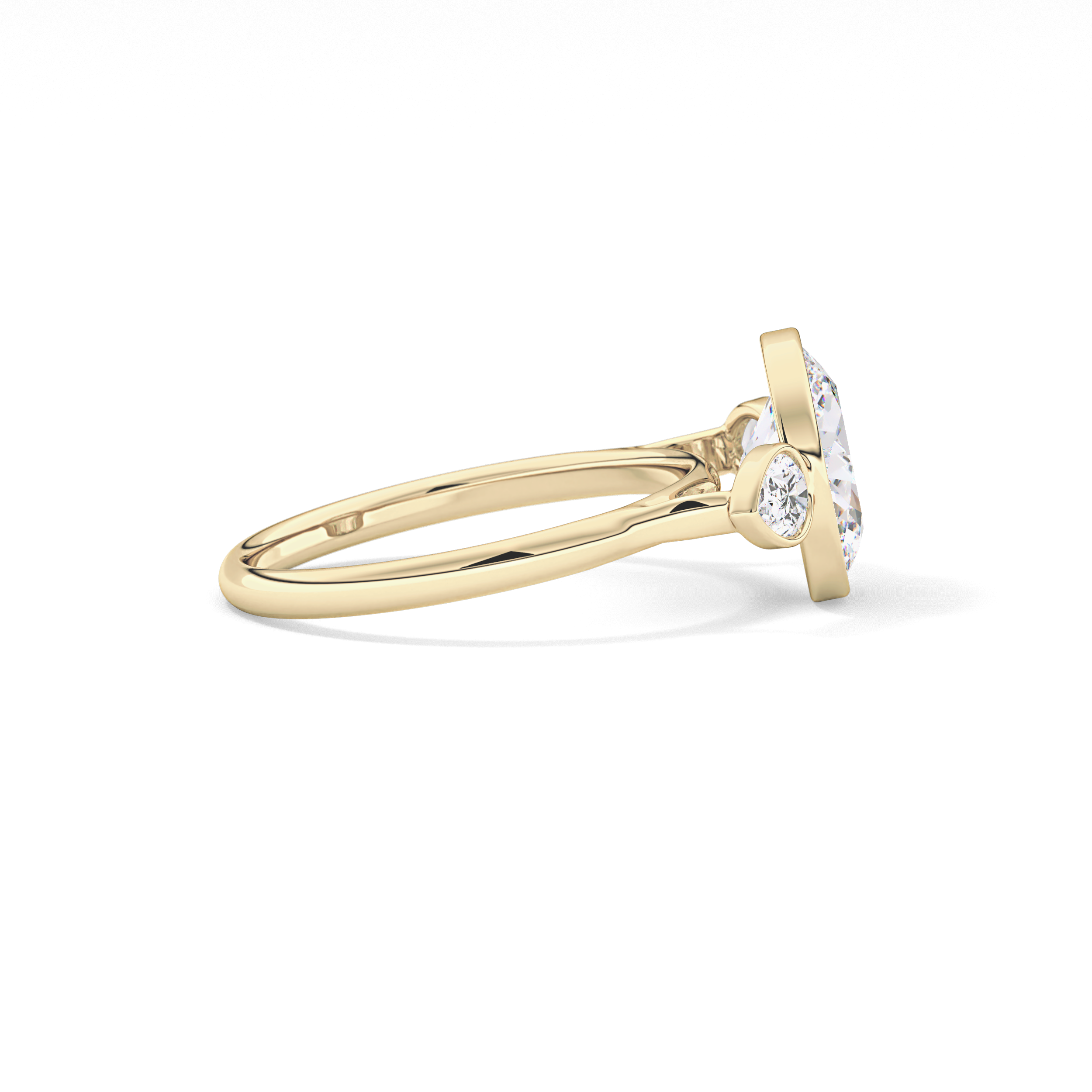 Oval Three Stones Lab Grown Diamond Engagement Ring