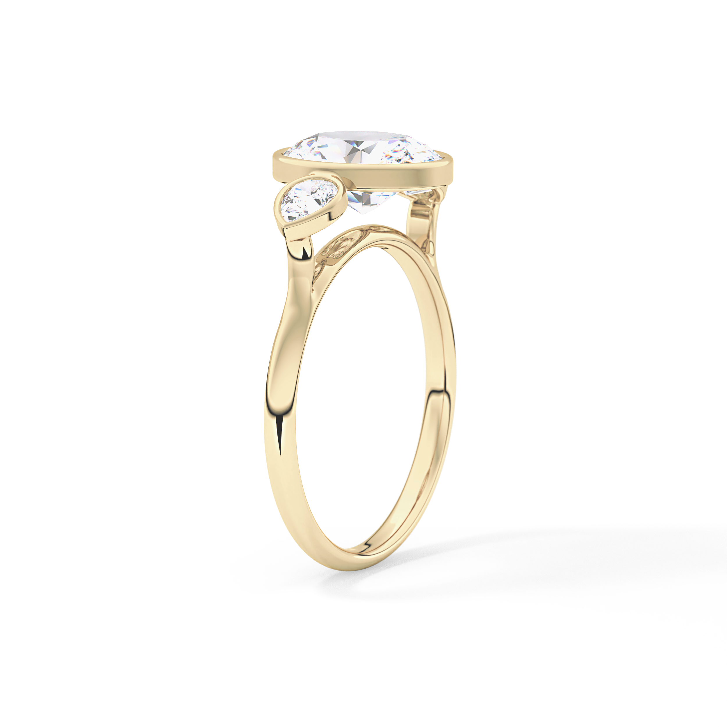 Oval Three Stones Lab Grown Diamond Engagement Ring