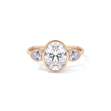 Oval Three Stones Lab Grown Diamond Engagement Ring
