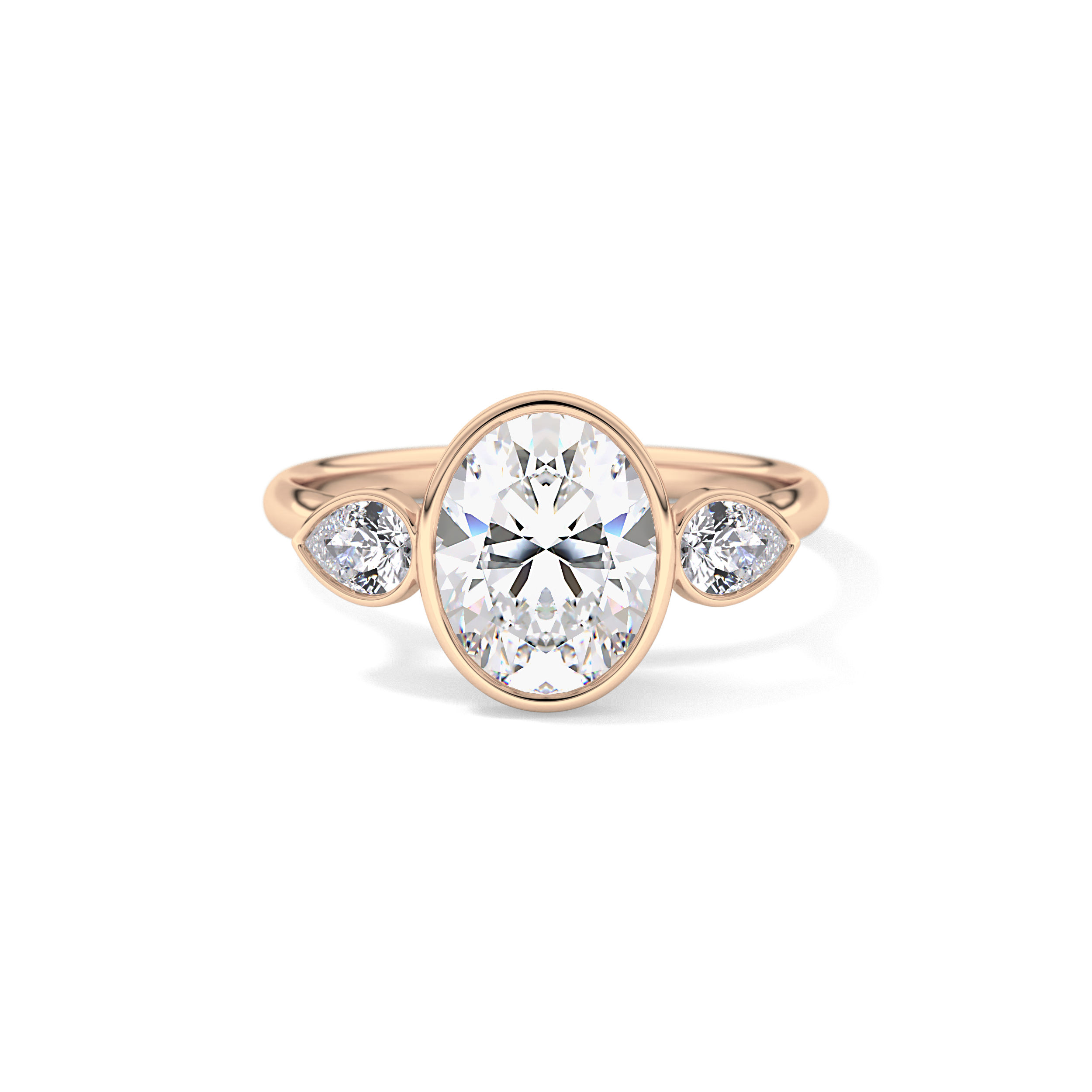 Oval Three Stones Lab Grown Diamond Engagement Ring