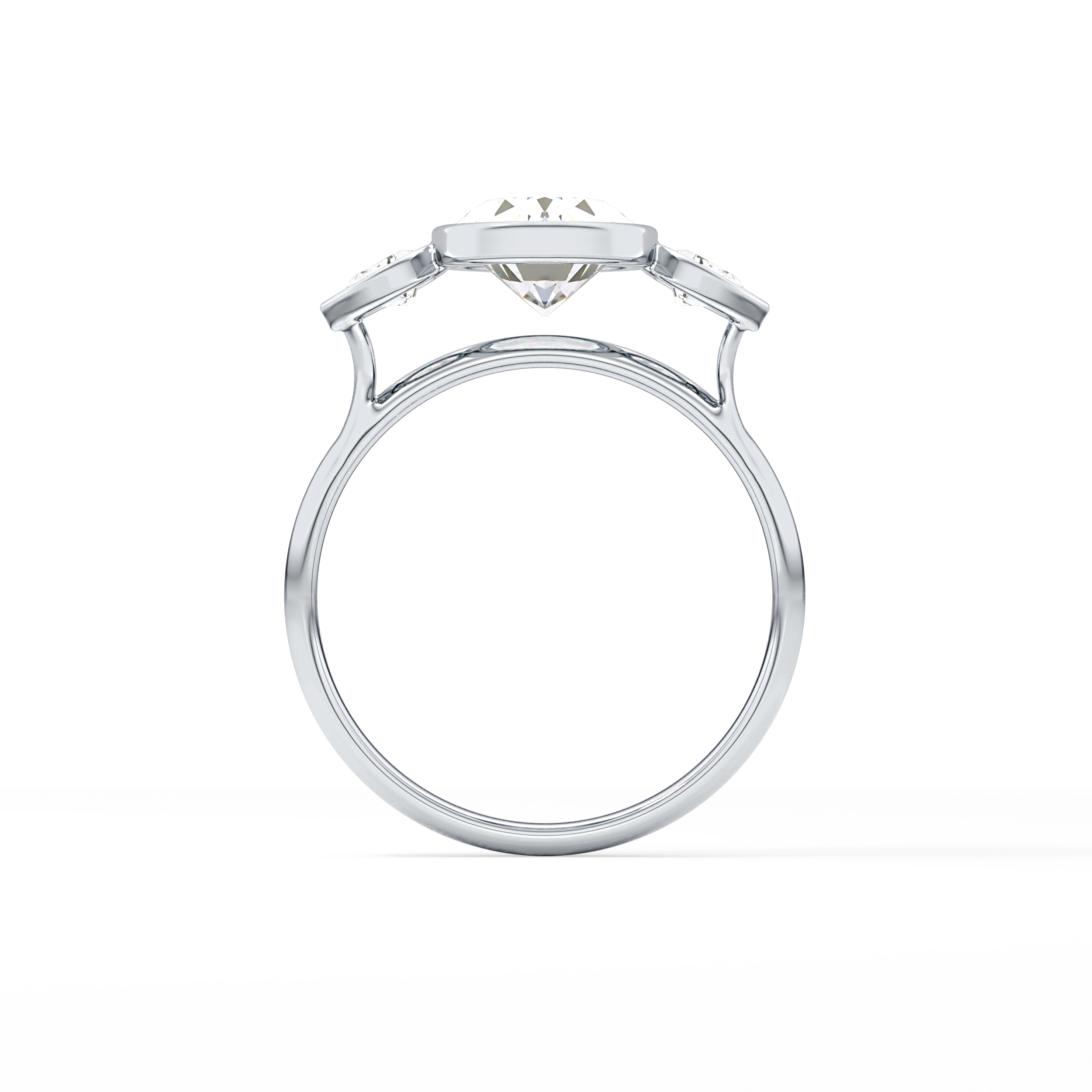 Oval Three Stones Lab Grown Diamond Engagement Ring