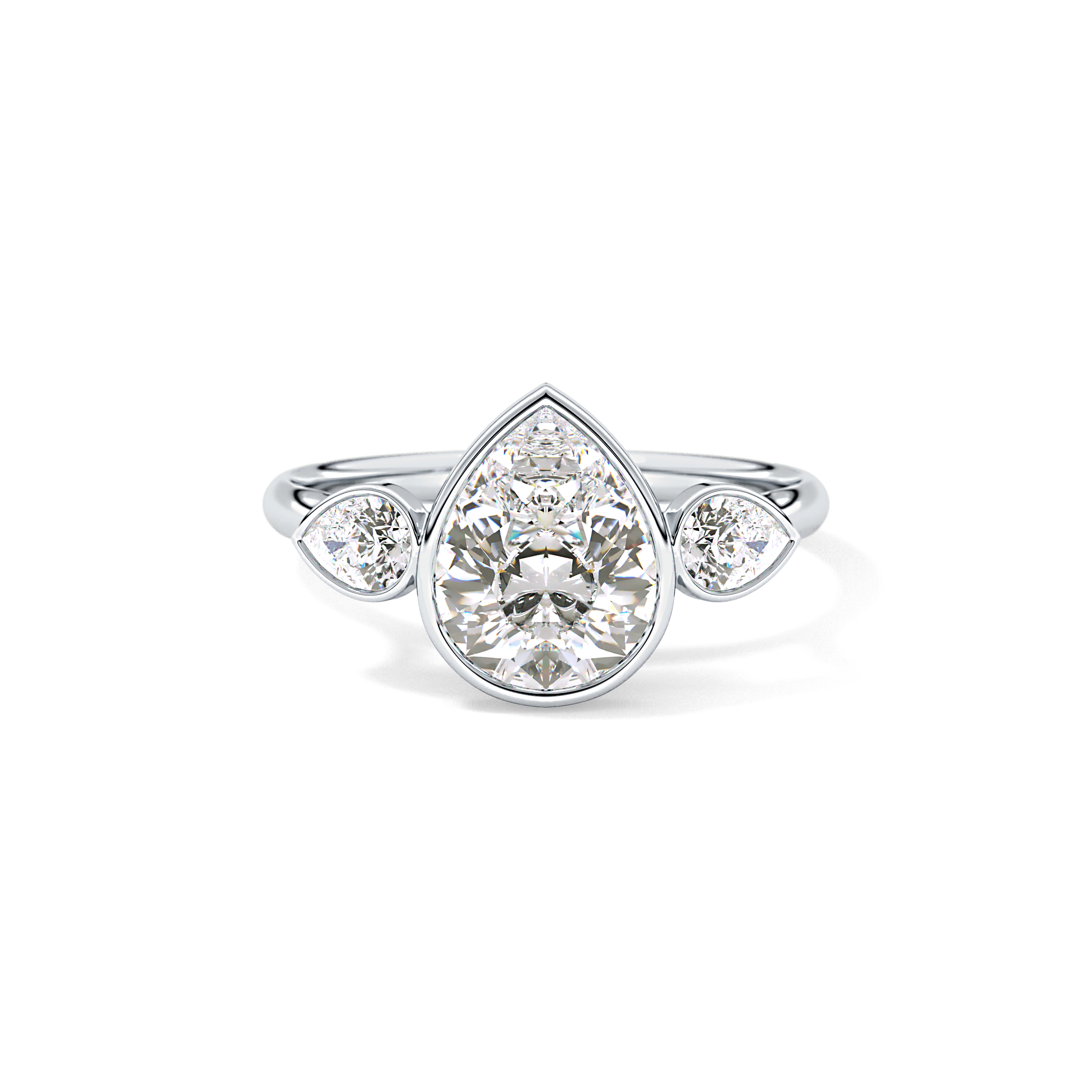 Pear Three Stones Lab Grown Diamond Engagement Ring