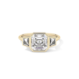 Asscher Three Stone Lab Grown Diamond Engagement Ring