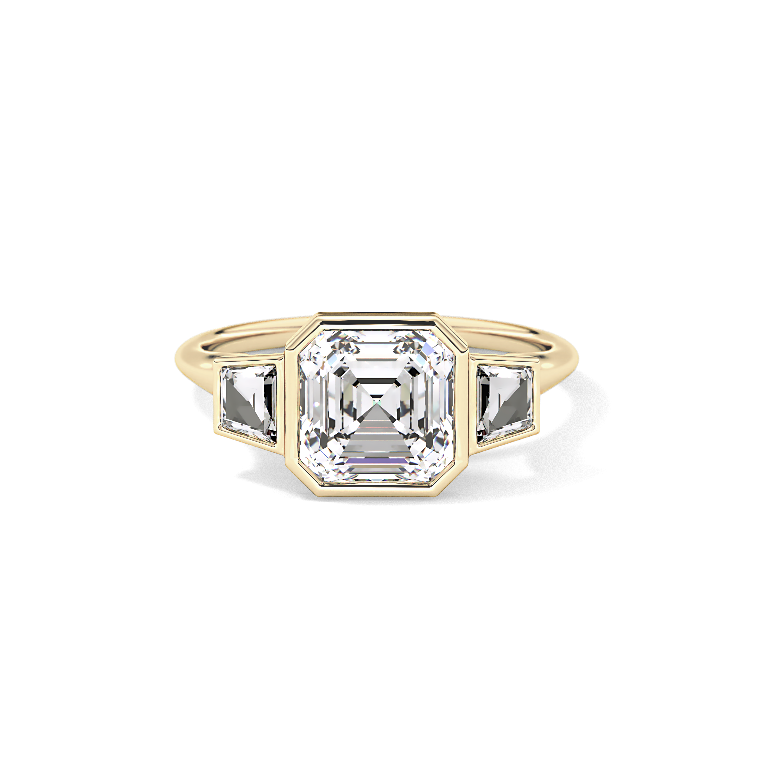Asscher Three Stone Lab Grown Diamond Engagement Ring