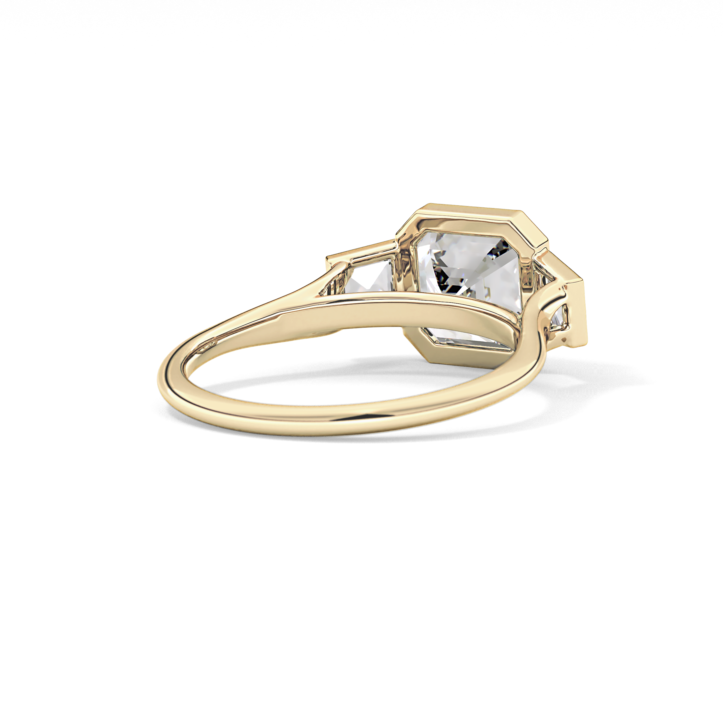 Asscher Three Stone Lab Grown Diamond Engagement Ring