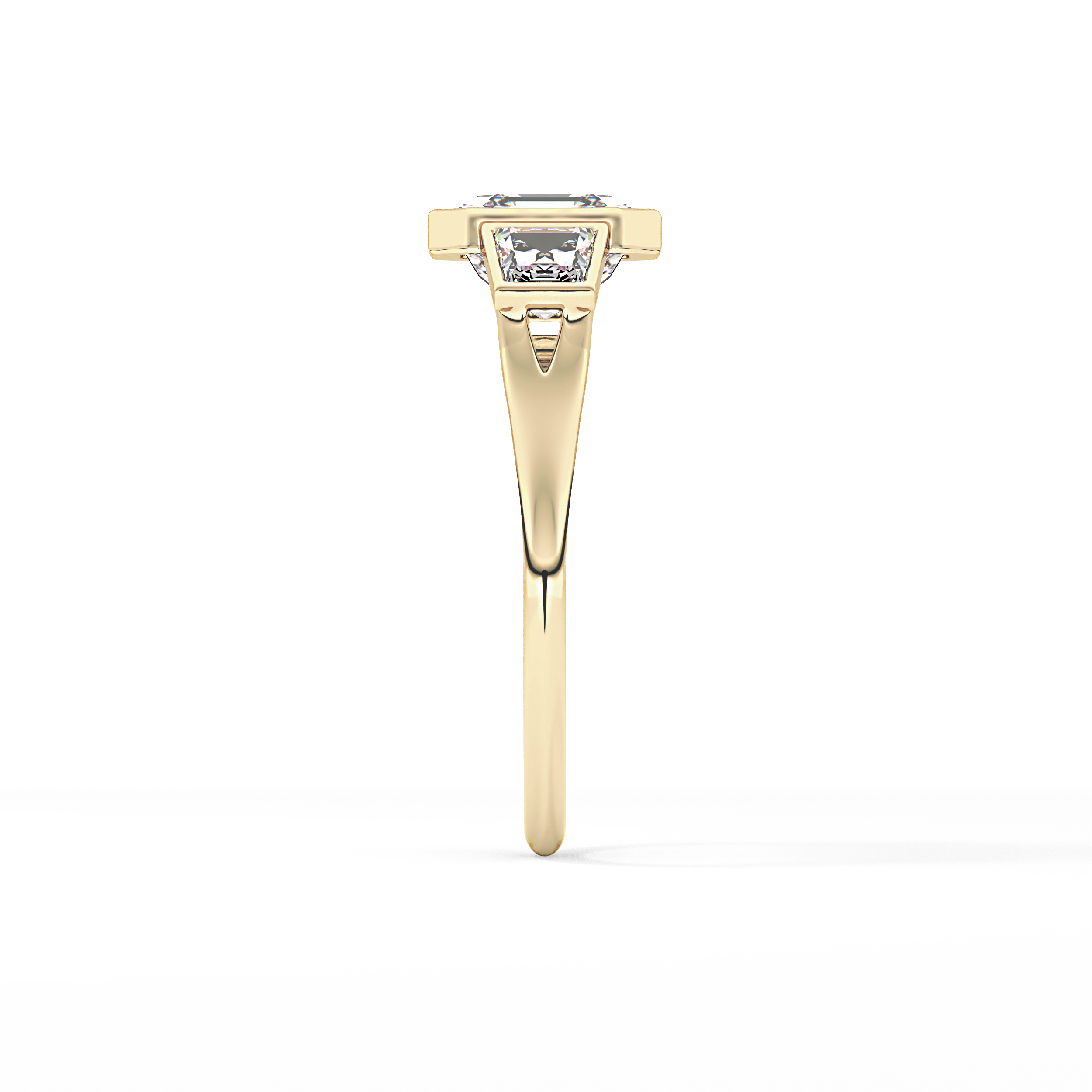 Asscher Three Stone Lab Grown Diamond Engagement Ring