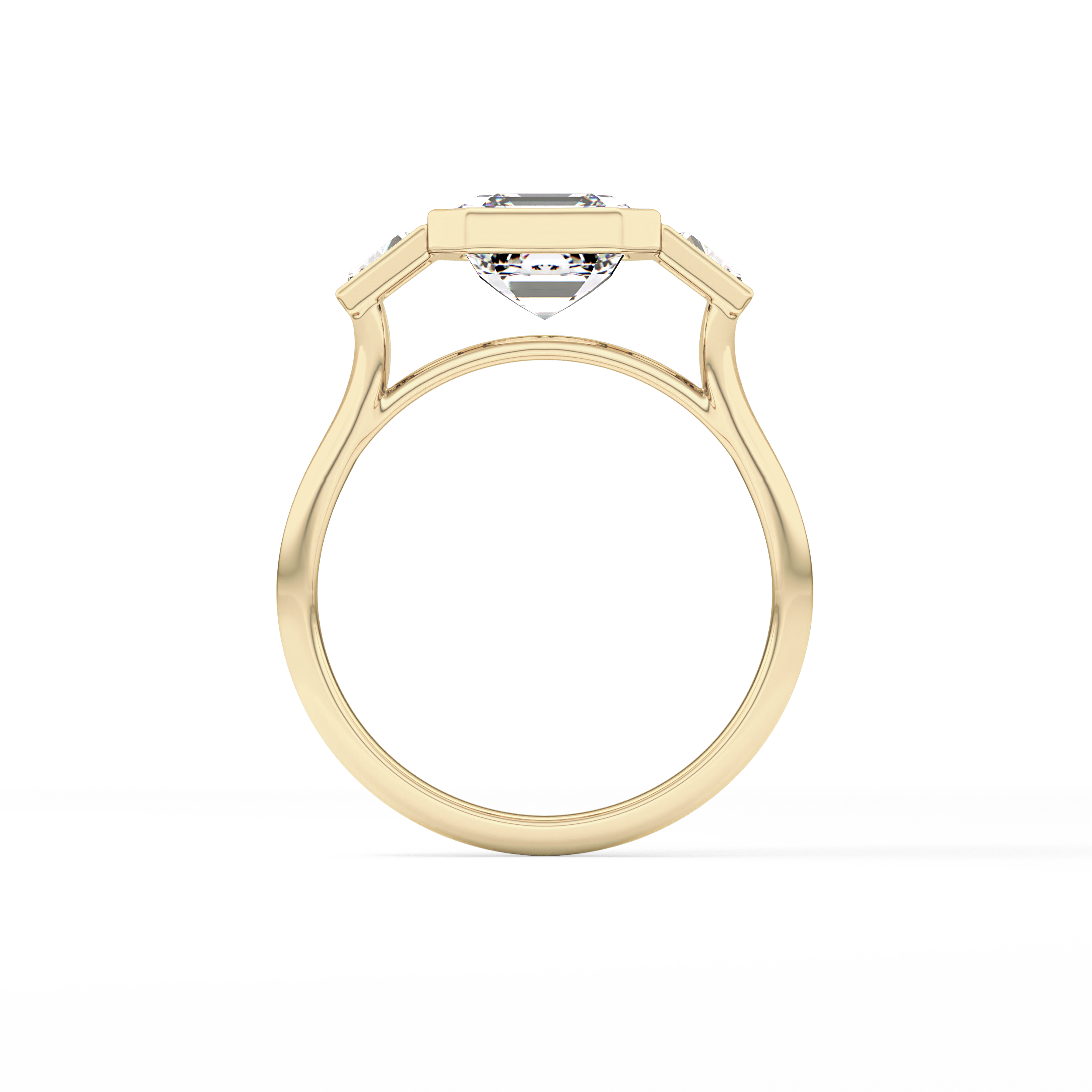 Asscher Three Stone Lab Grown Diamond Engagement Ring