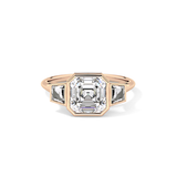 Asscher Three Stone Lab Grown Diamond Engagement Ring