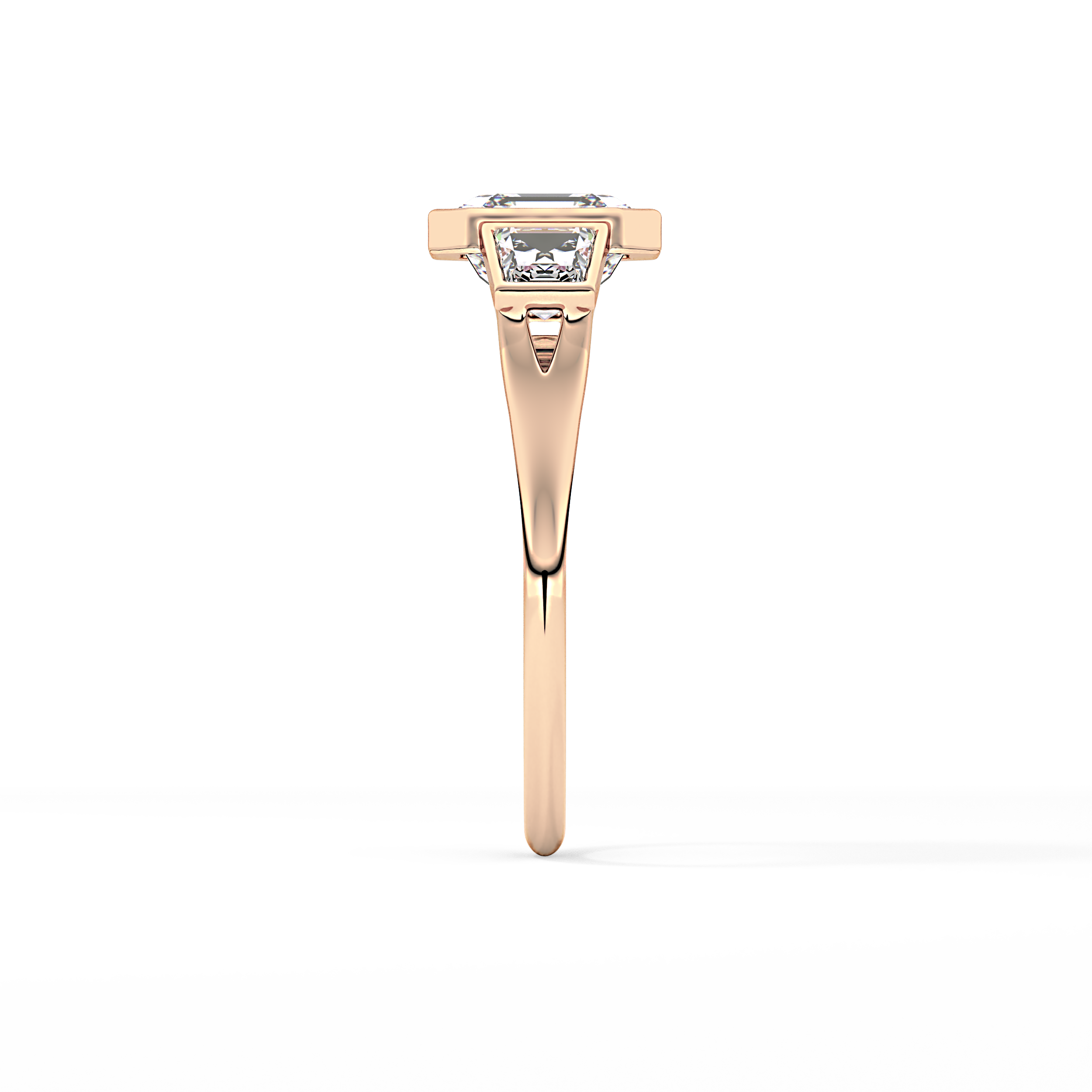 Asscher Three Stone Lab Grown Diamond Engagement Ring