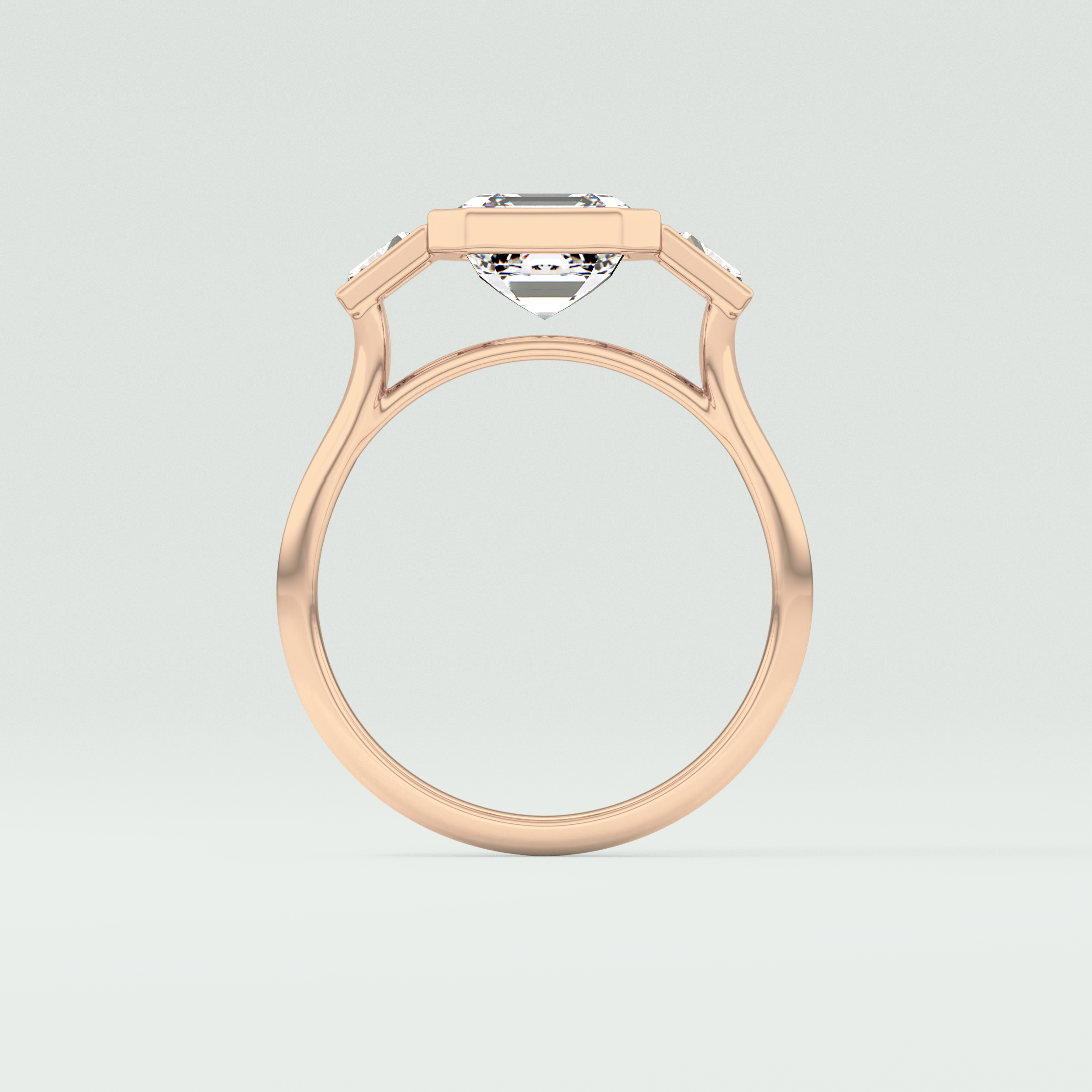 Asscher Three Stone Lab Grown Diamond Engagement Ring