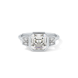 Asscher Three Stone Lab Grown Diamond Engagement Ring