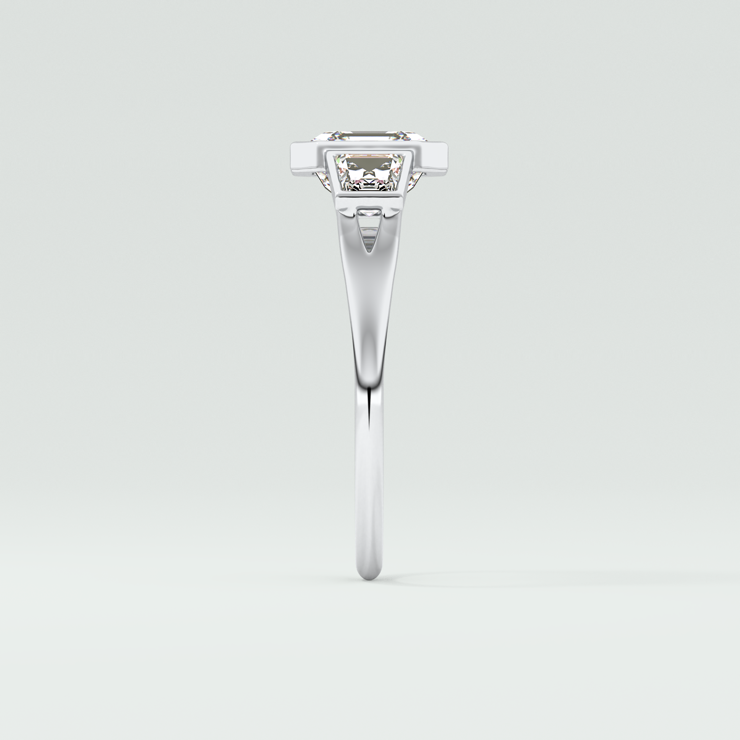 Asscher Three Stone Lab Grown Diamond Engagement Ring