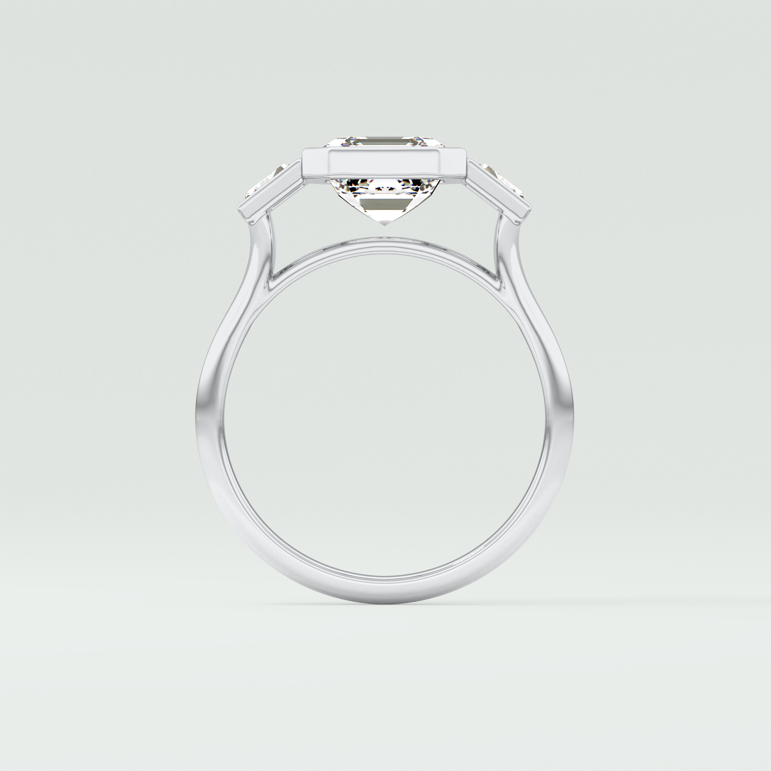 Asscher Three Stone Lab Grown Diamond Engagement Ring