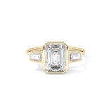 Emerald Three Stone Lab Grown Diamond Engagement Ring