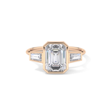Emerald Three Stone Lab Grown Diamond Engagement Ring