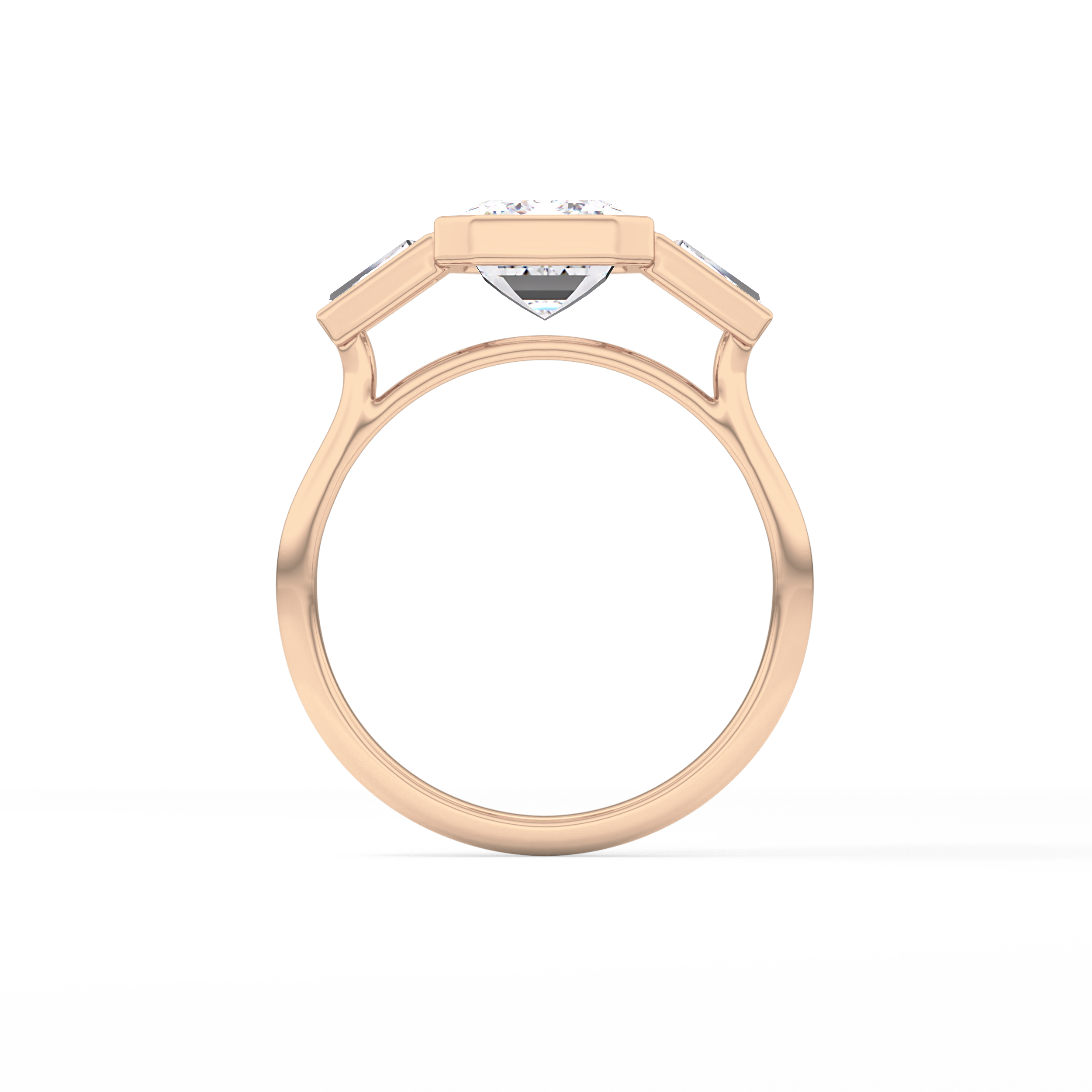 Emerald Three Stone Lab Grown Diamond Engagement Ring