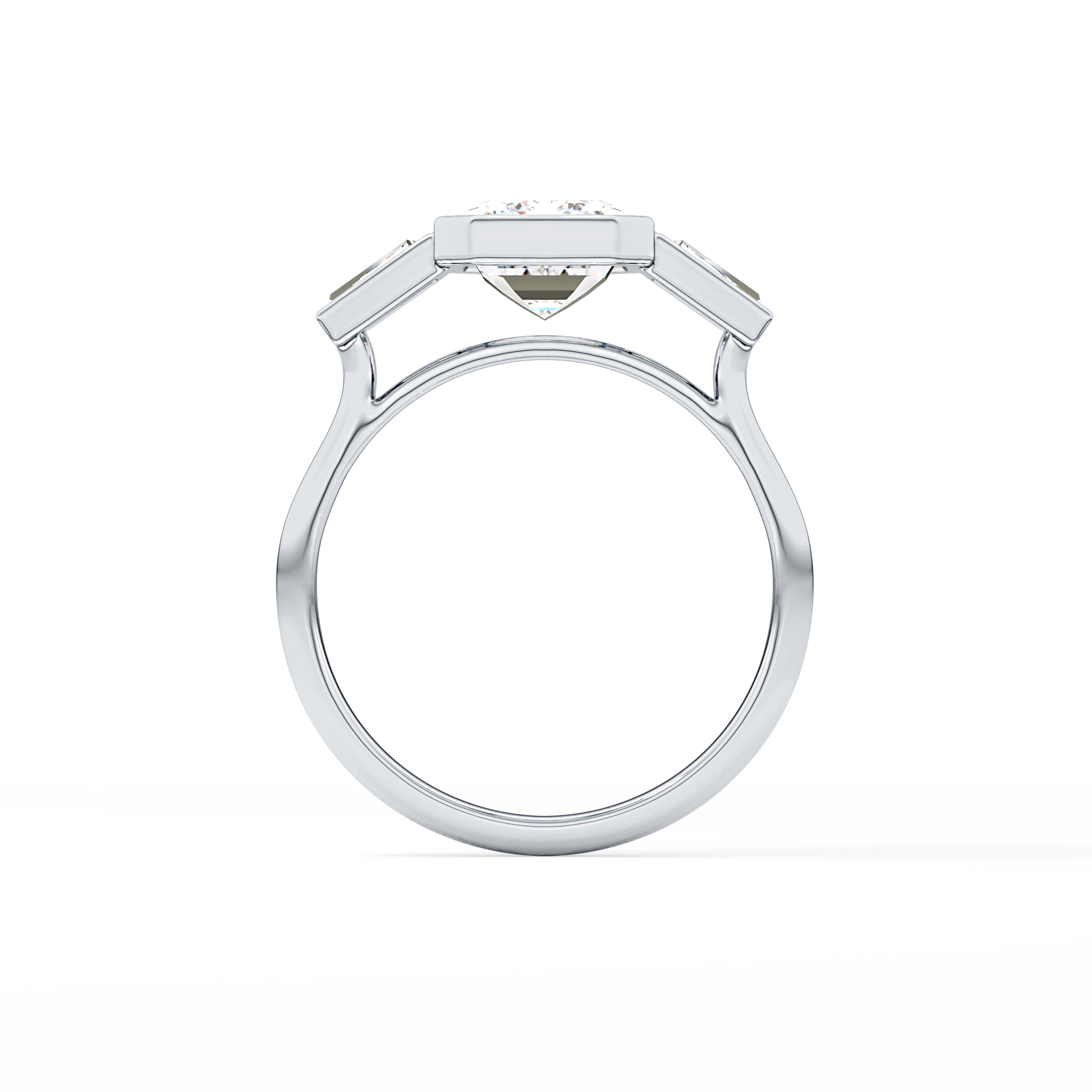 Emerald Three Stone Lab Grown Diamond Engagement Ring