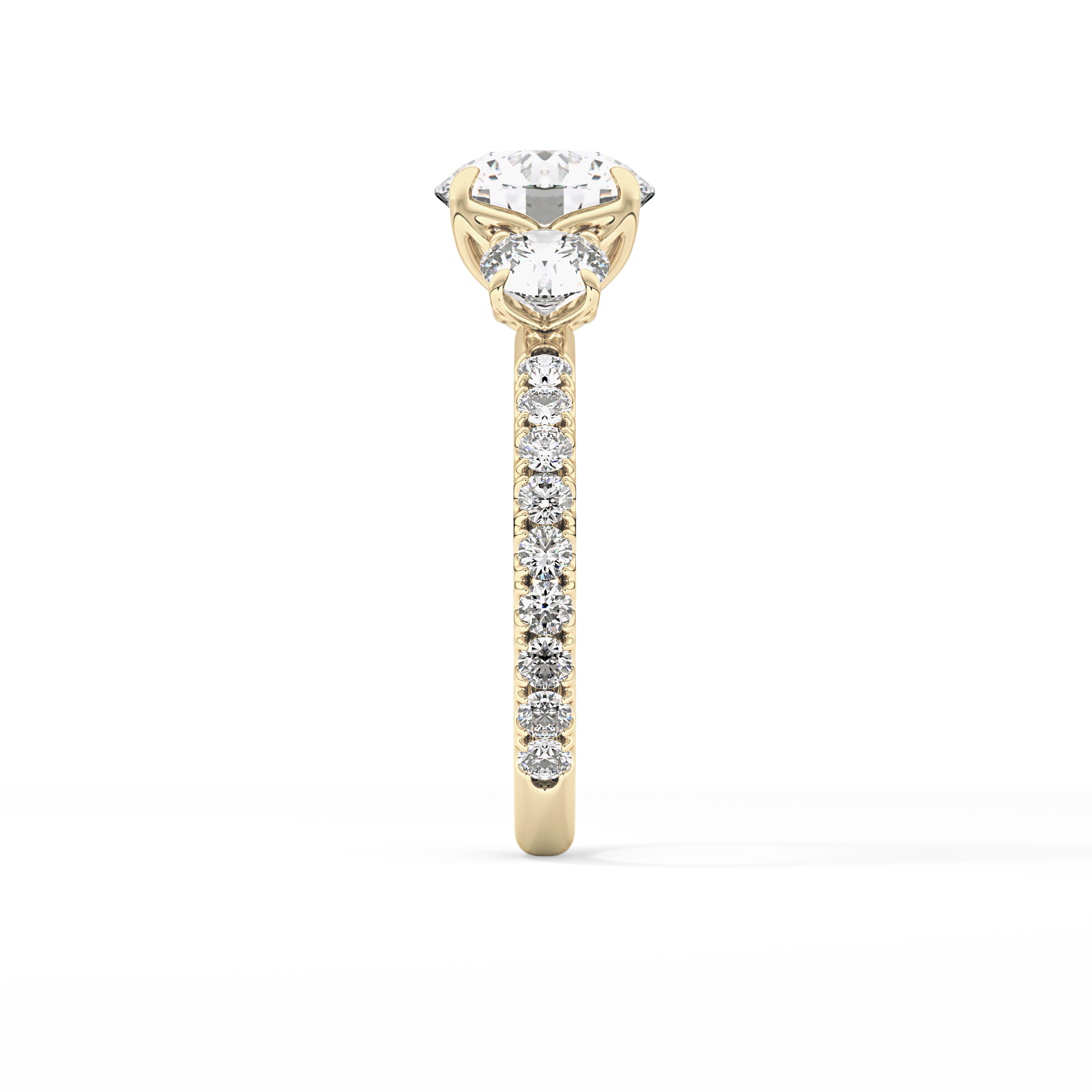 Round Three Stone Lab Grown Diamond Engagement Ring